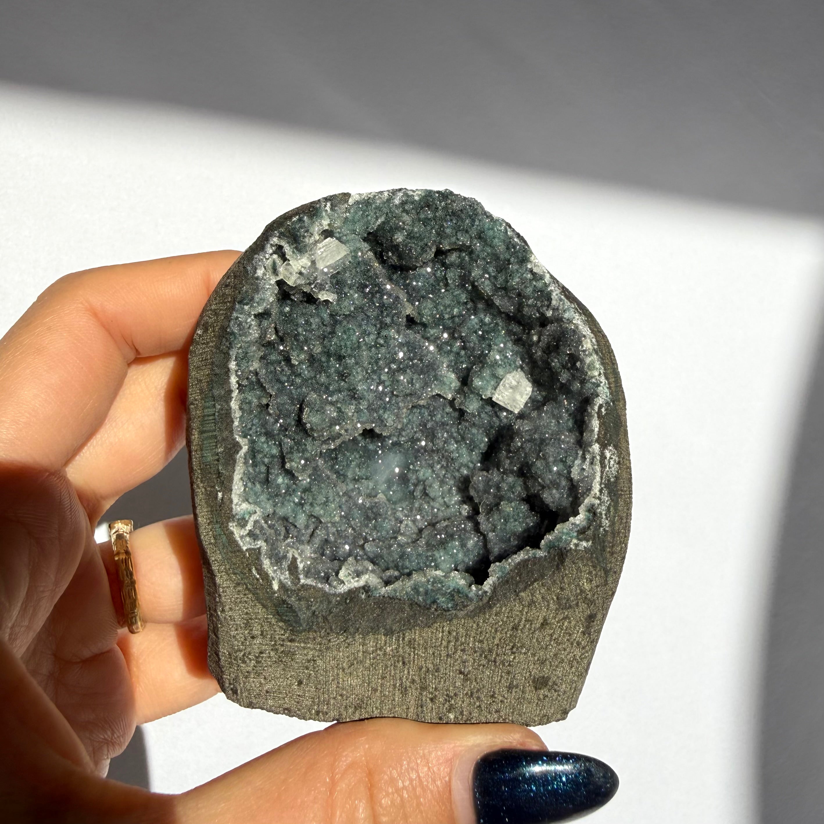 Calcite On Green Chalcedony Freeform