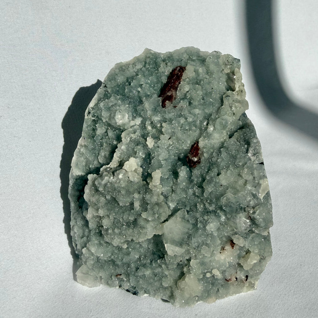 Heulandite & Apophyllite On Blue Chalcedony Freeform