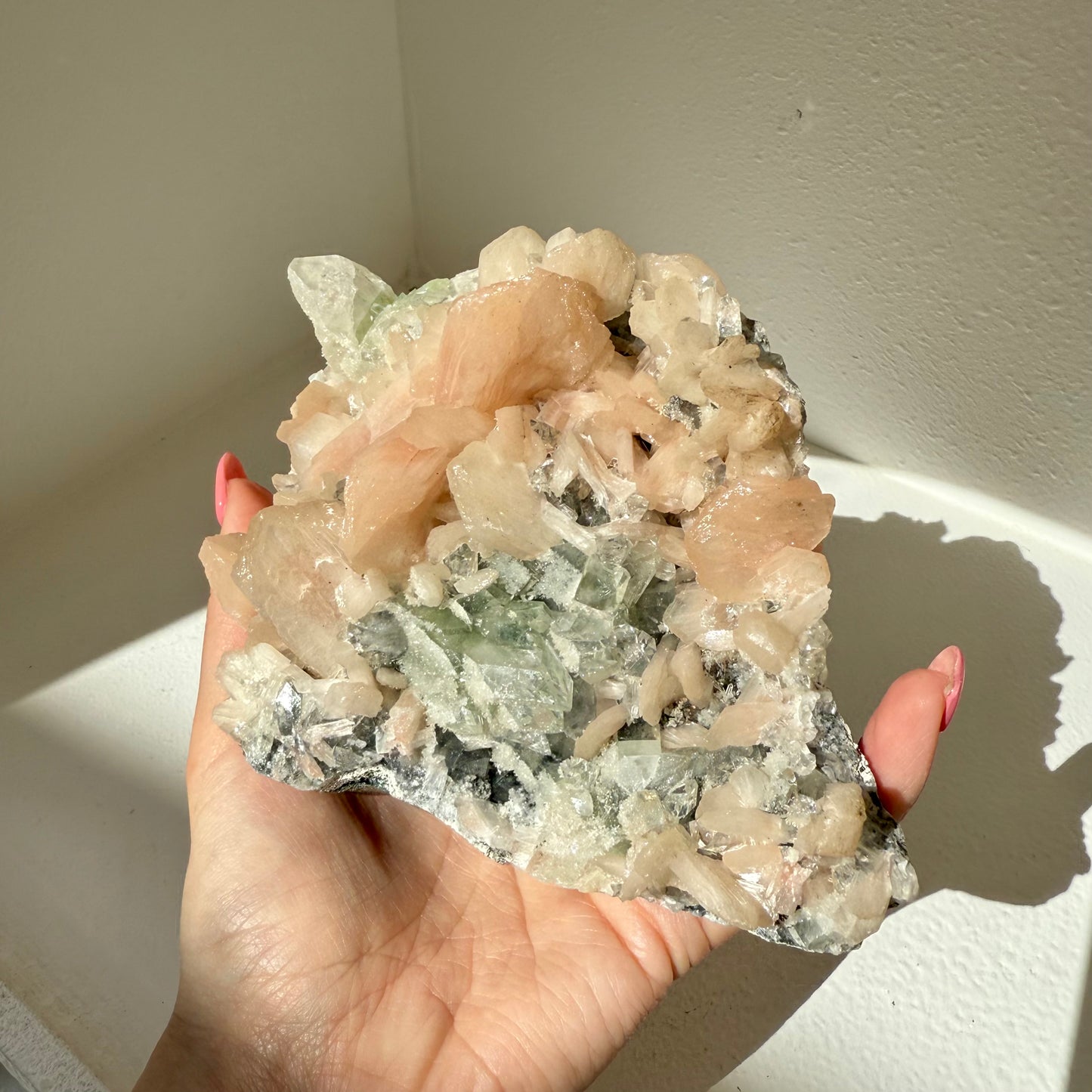 Green Apophyllite, Heulandite Cluster