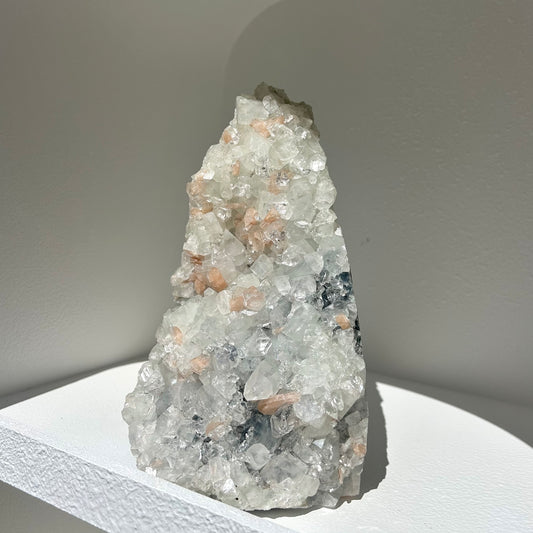 Stilbite On Apophyllite Freestanding Cluster