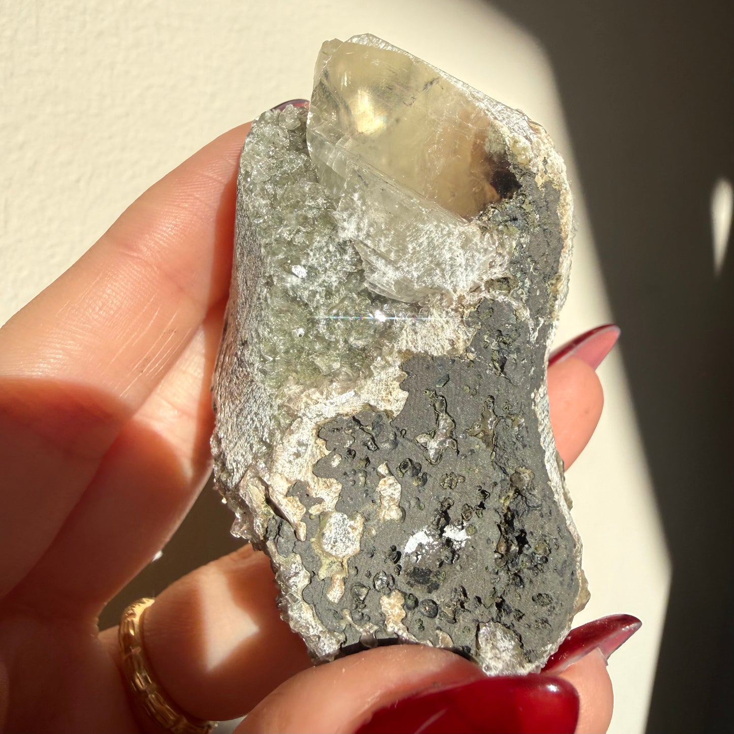 Micro Heulandite + Chalcedony On Calcite Cluster