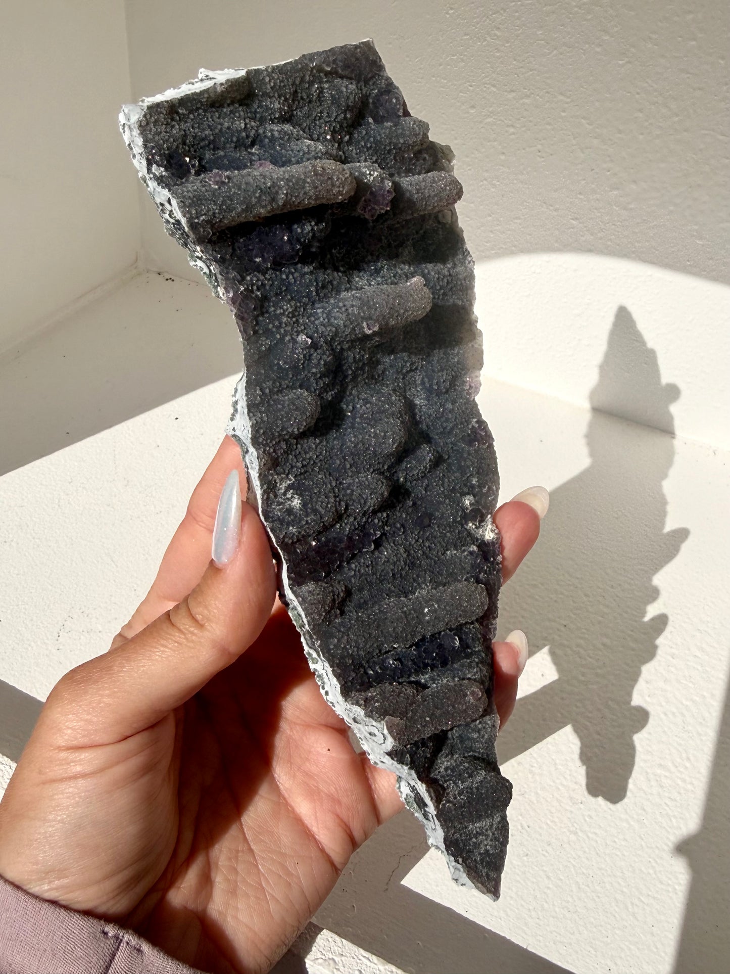 Amethyst On Stalactite Chalcedony