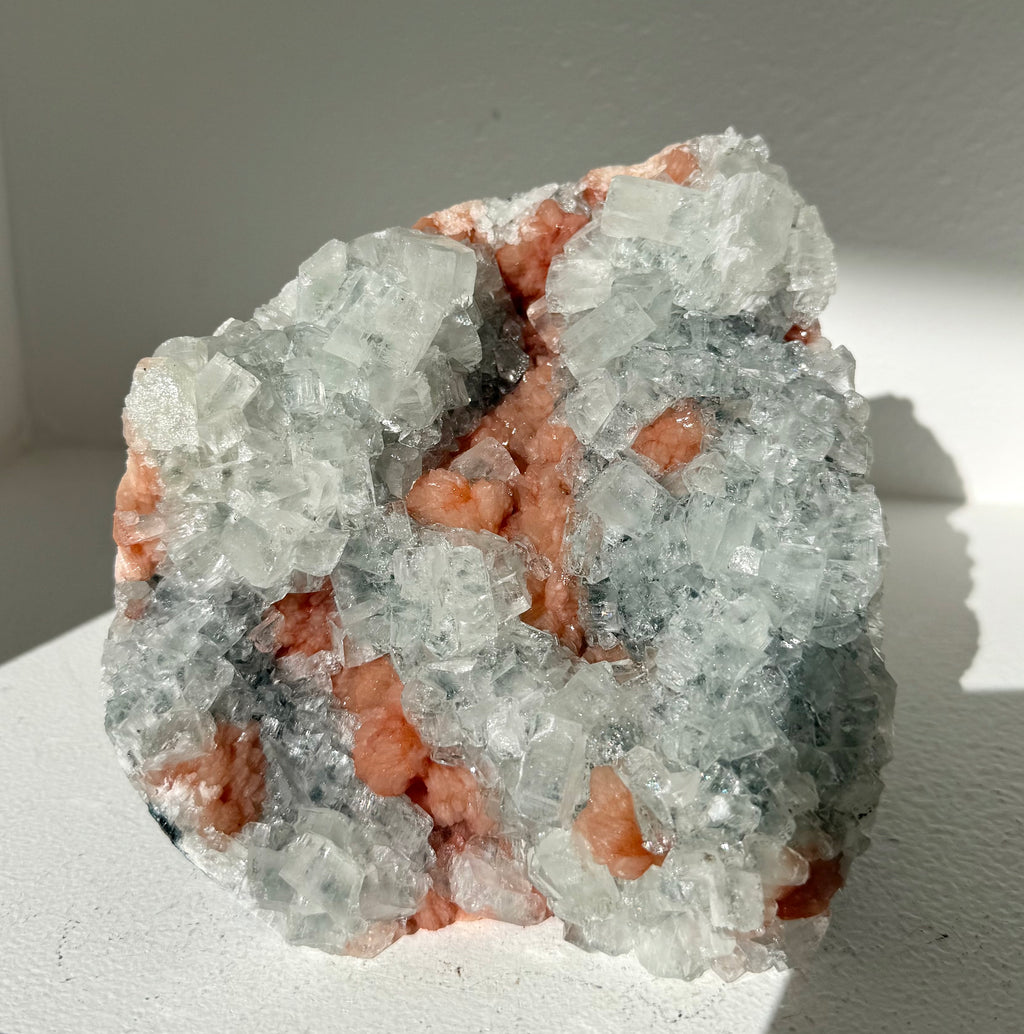 Stilbite On Stormy Apophyllite Freeform