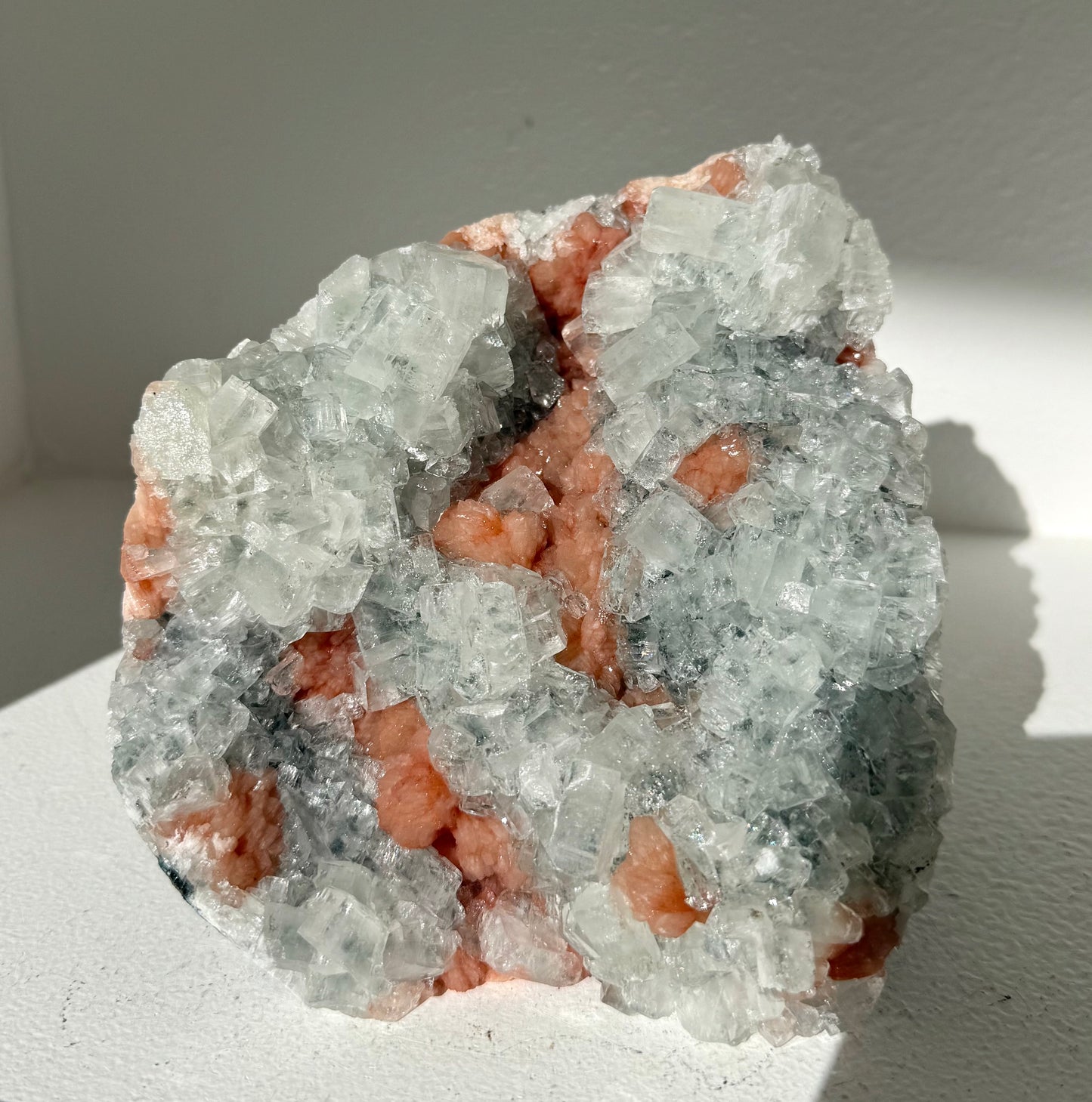 Stilbite On Stormy Apophyllite Freeform Cluster