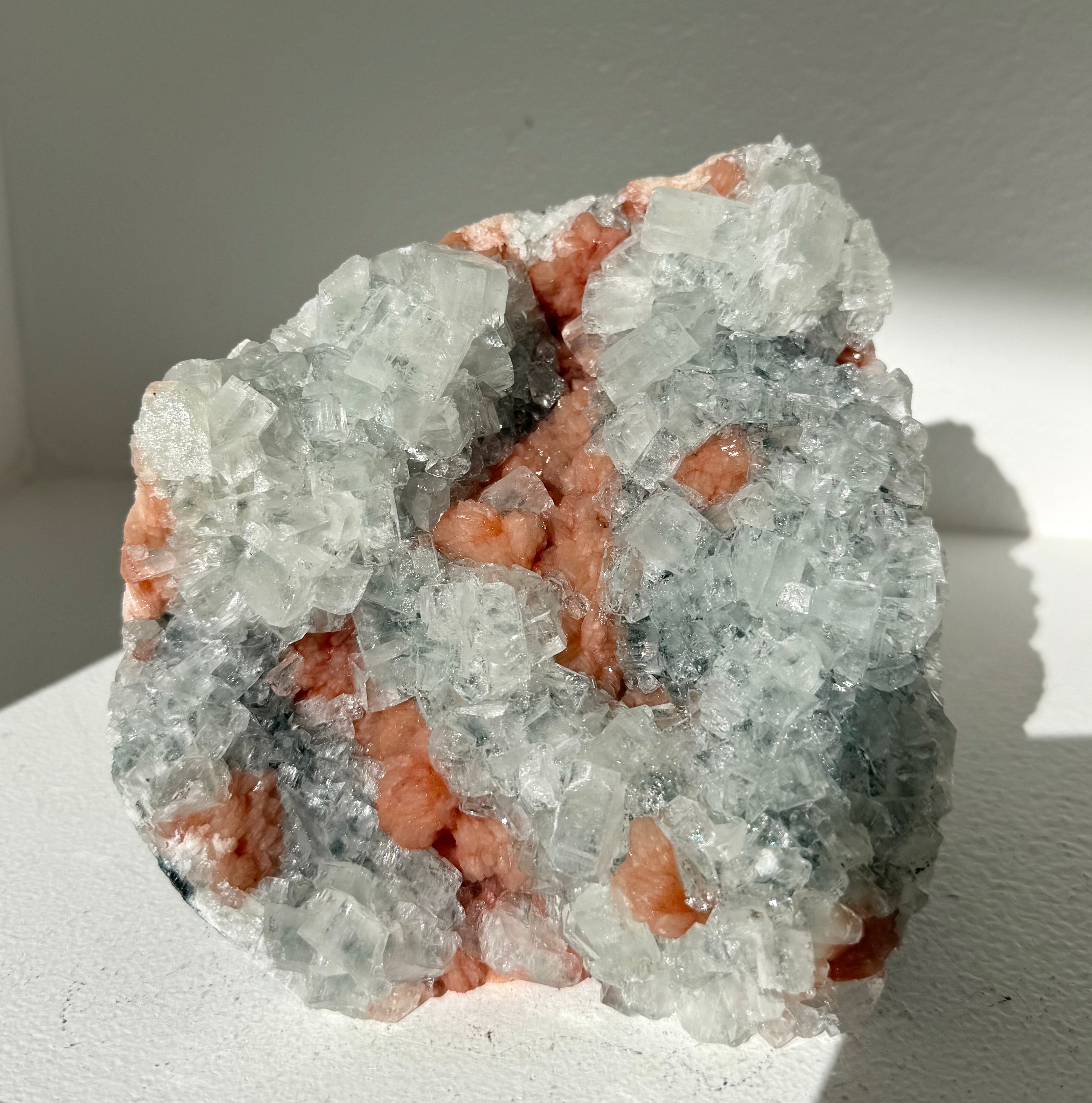 Stilbite On Stormy Apophyllite Freeform