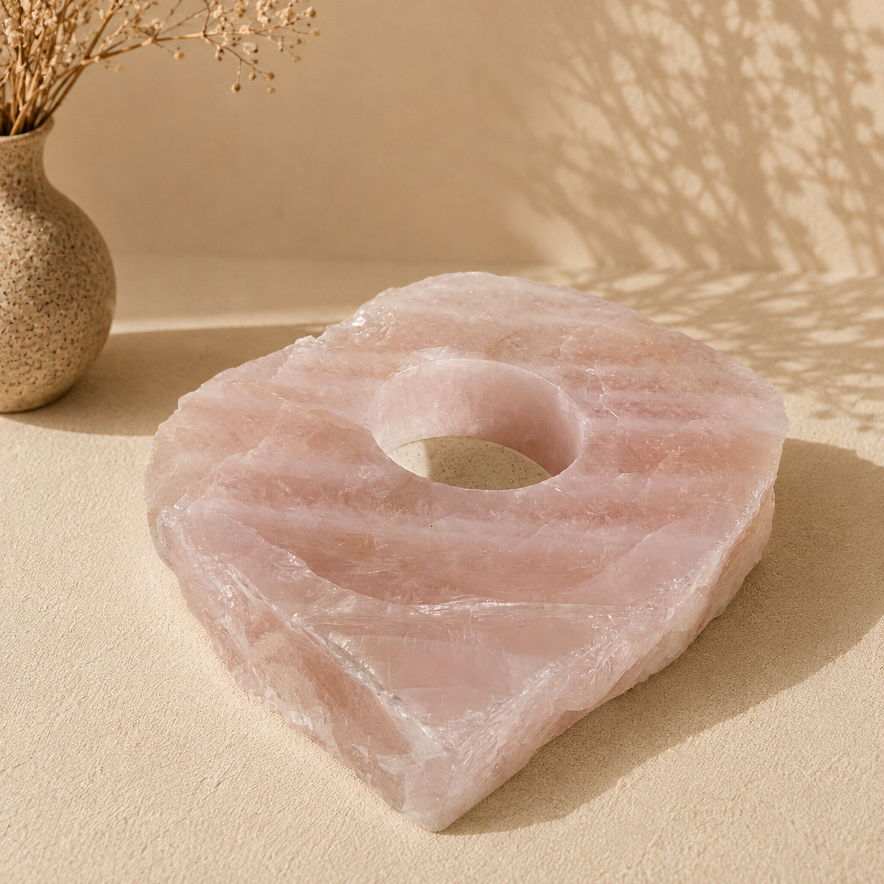 Rose Quartz Tea Light Holder