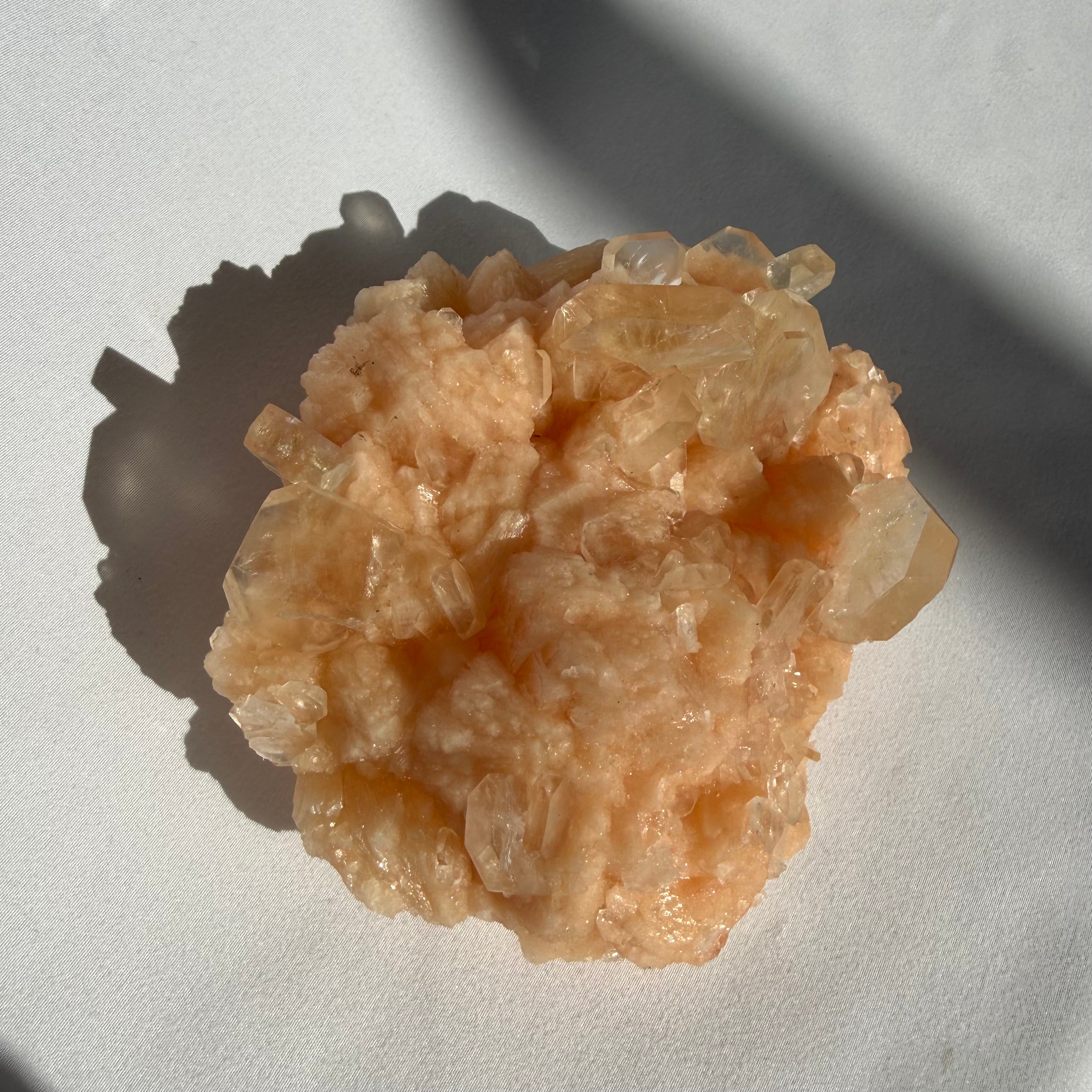 Green Apophyllite On Stilbite Cluster