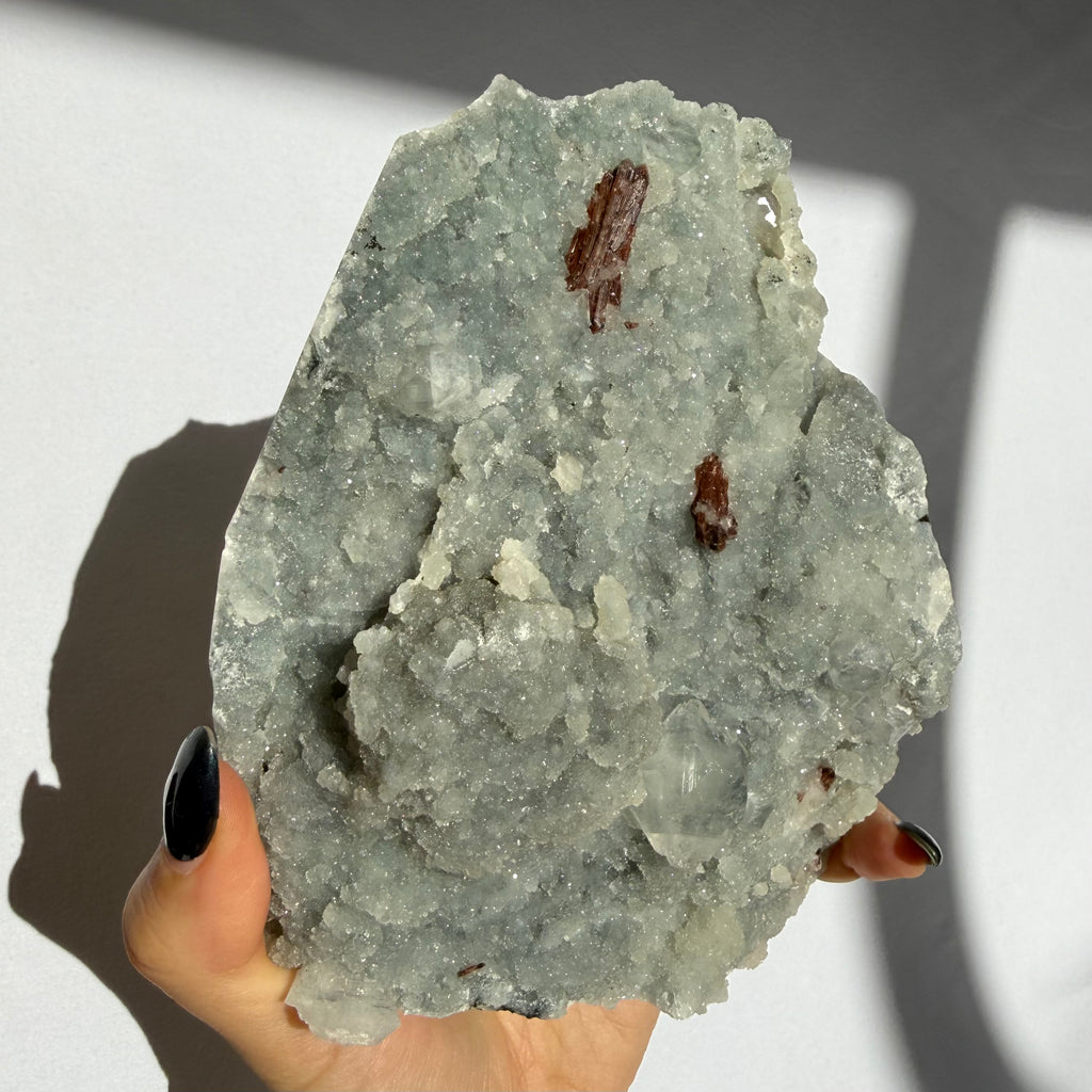 Heulandite & Apophyllite On Blue Chalcedony Freeform