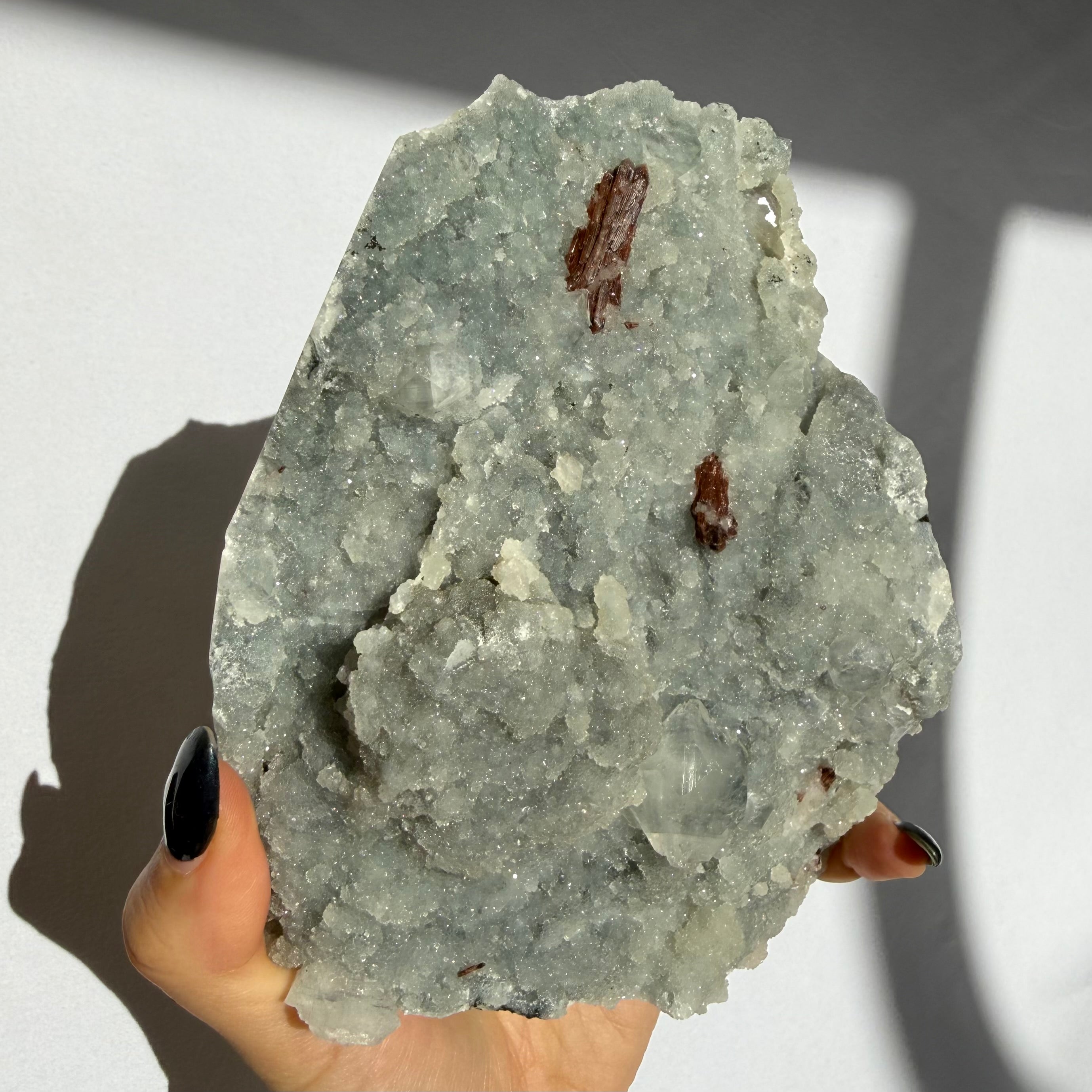 Heulandite & Apophyllite On Blue Chalcedony Freeform