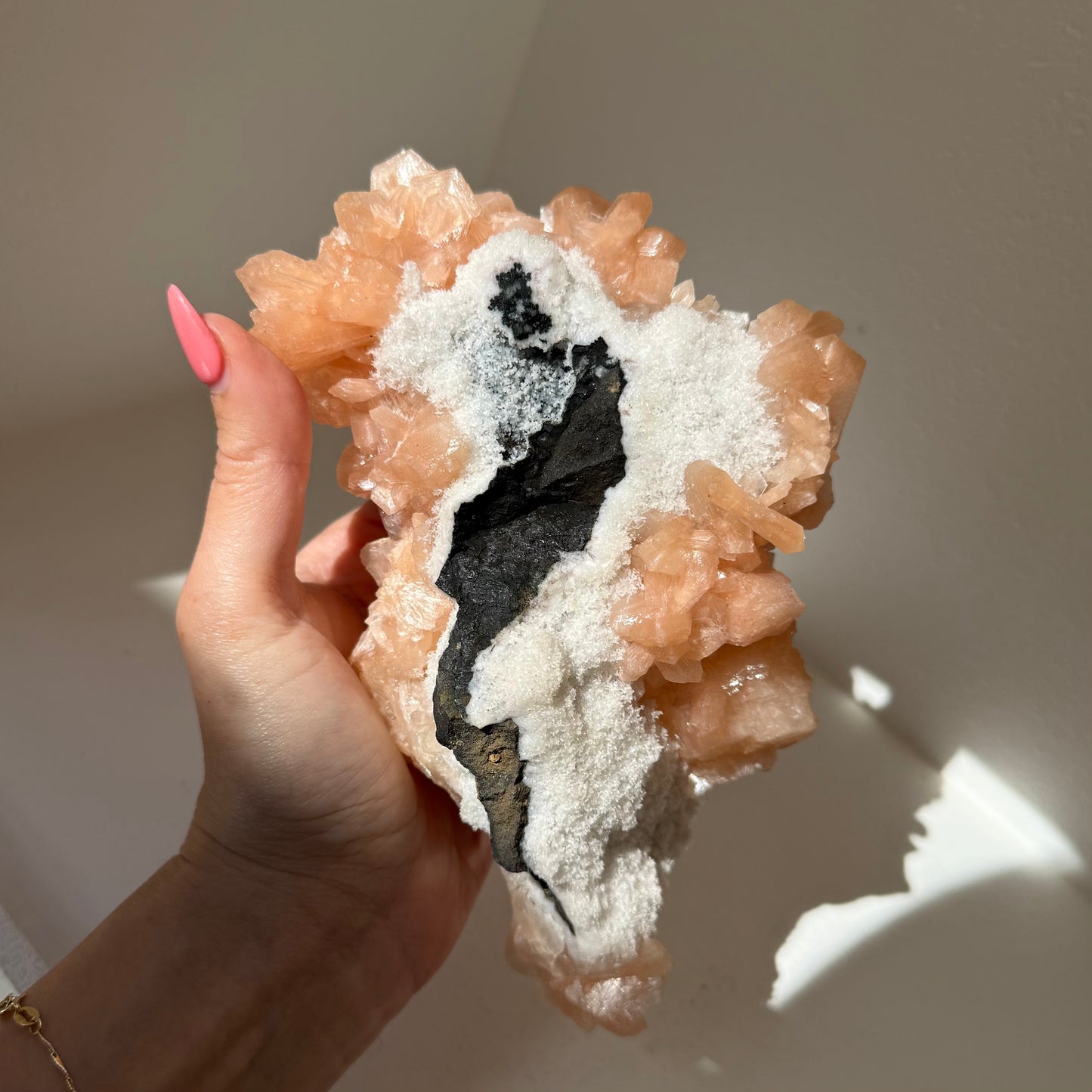 Stilbite, White Chalcedony Cluster
