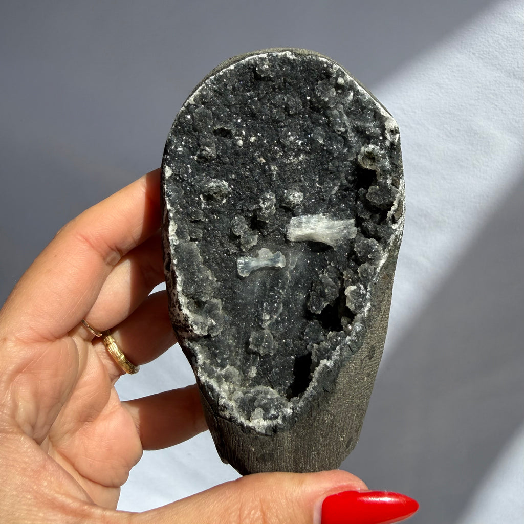 Heulandite On Black Chalcedony Freeform