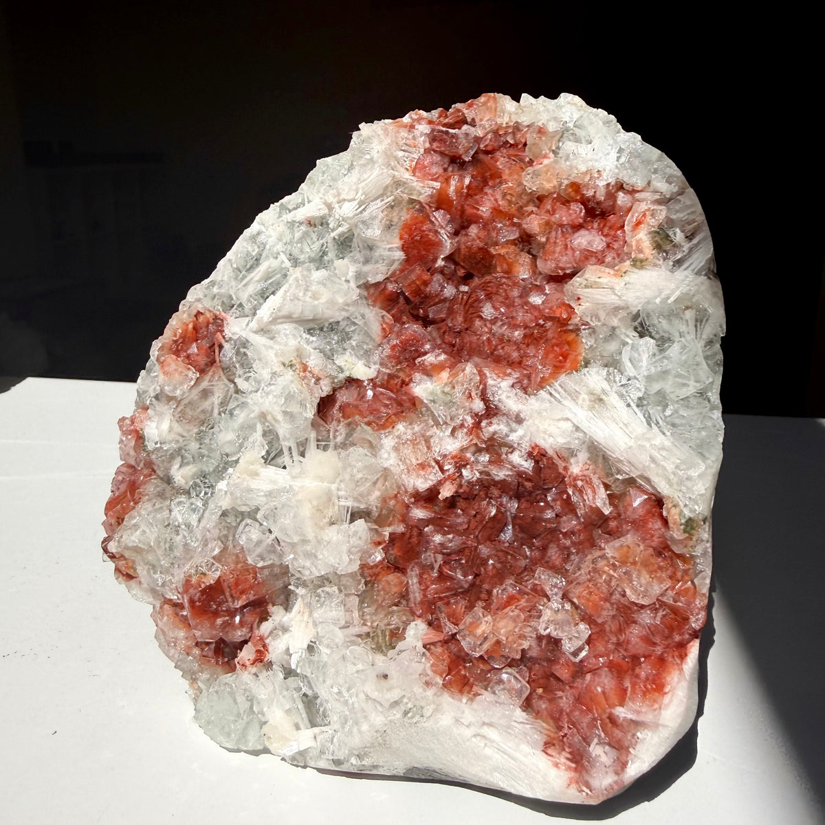 Scolecite On Red Apophyllite Freeform