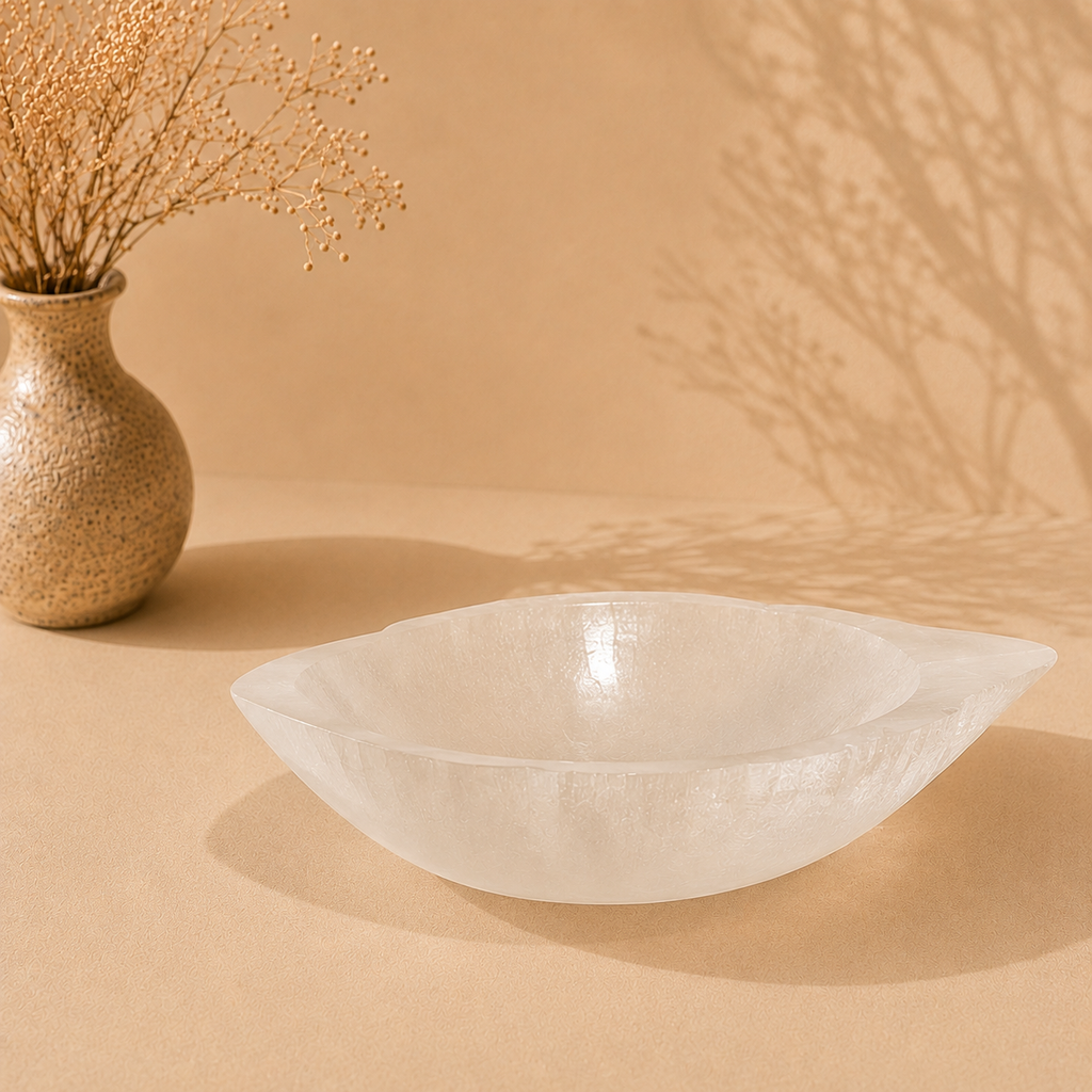 Selenite Leaf Bowl