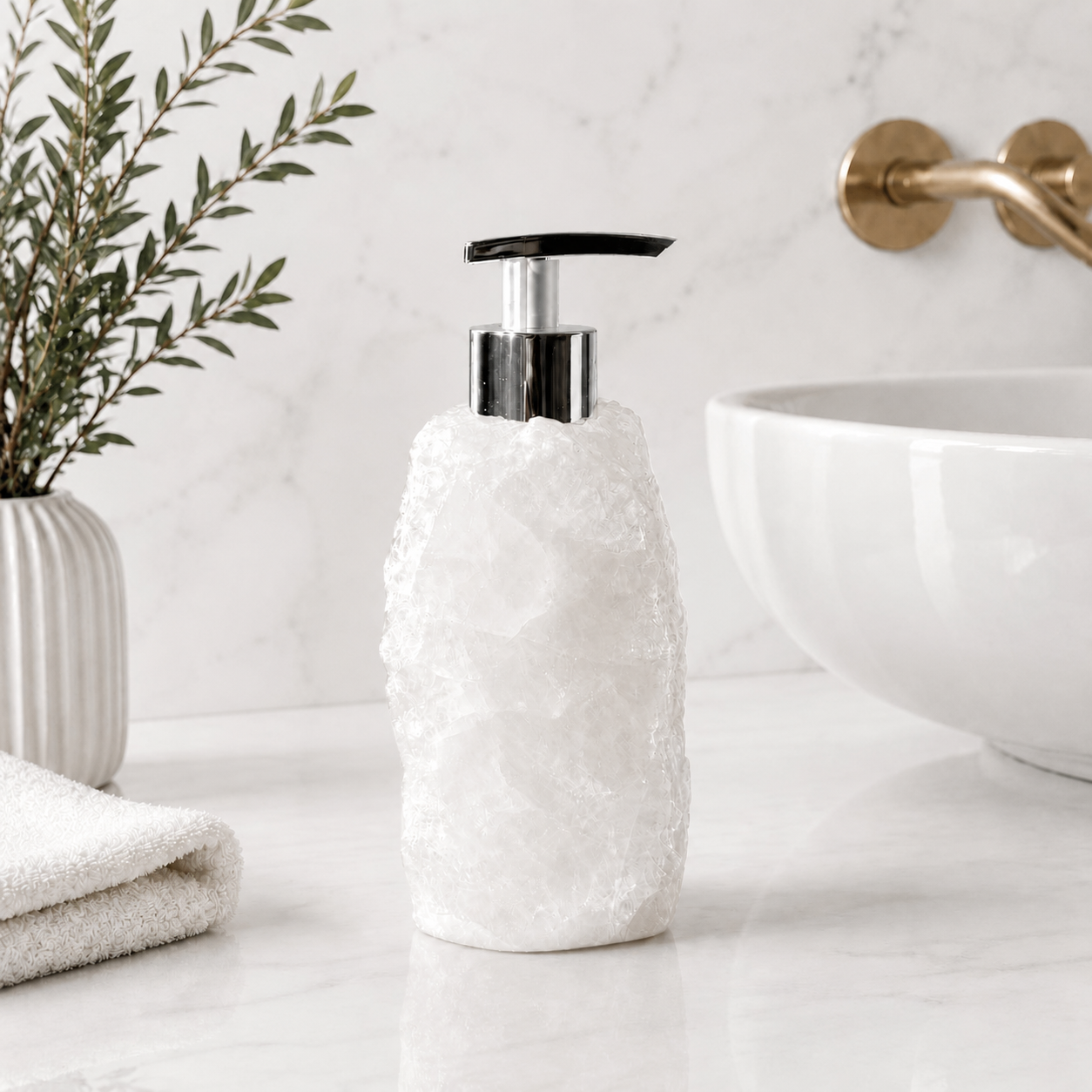 Clear Quartz Soap Dispenser