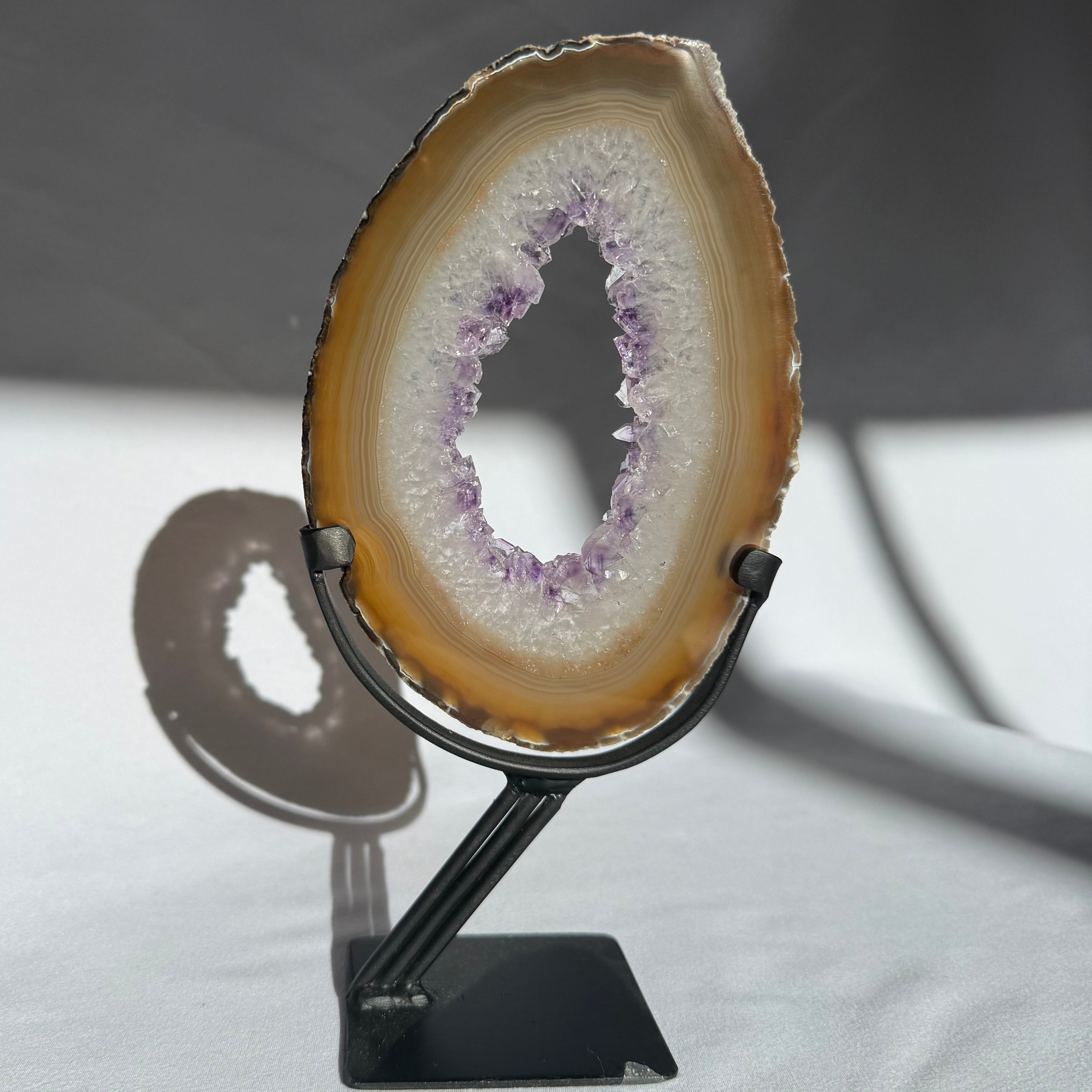 Agate Amethyst Slice On Stand
