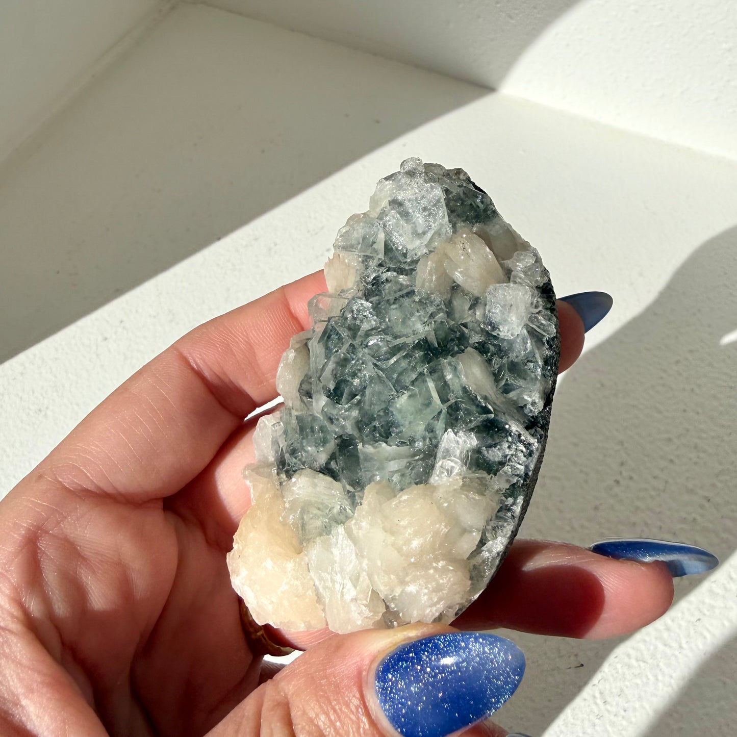 Stilbite On Stormy Apophyllite Cluster