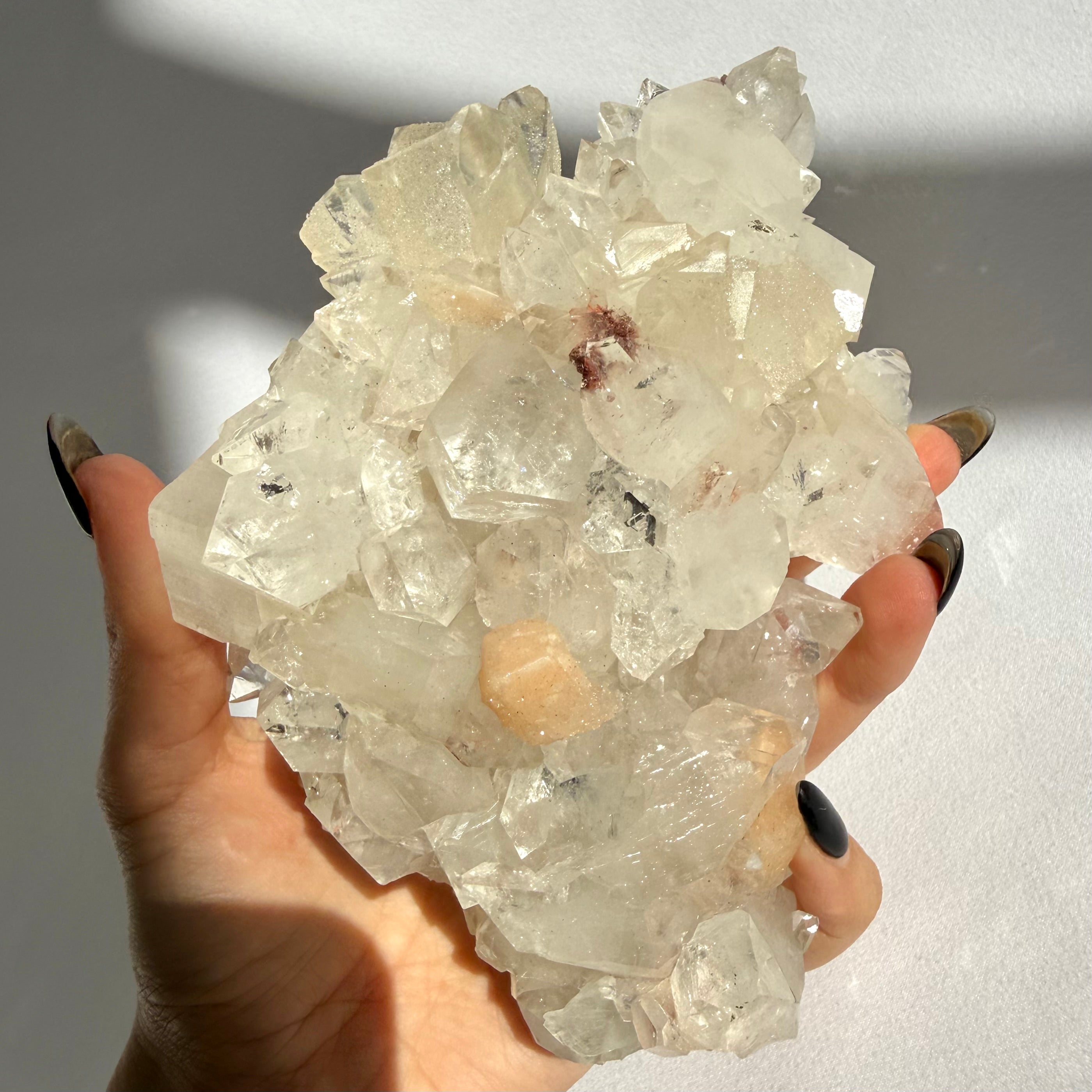 Heulandite & Apophyllite On Calcite Cluster