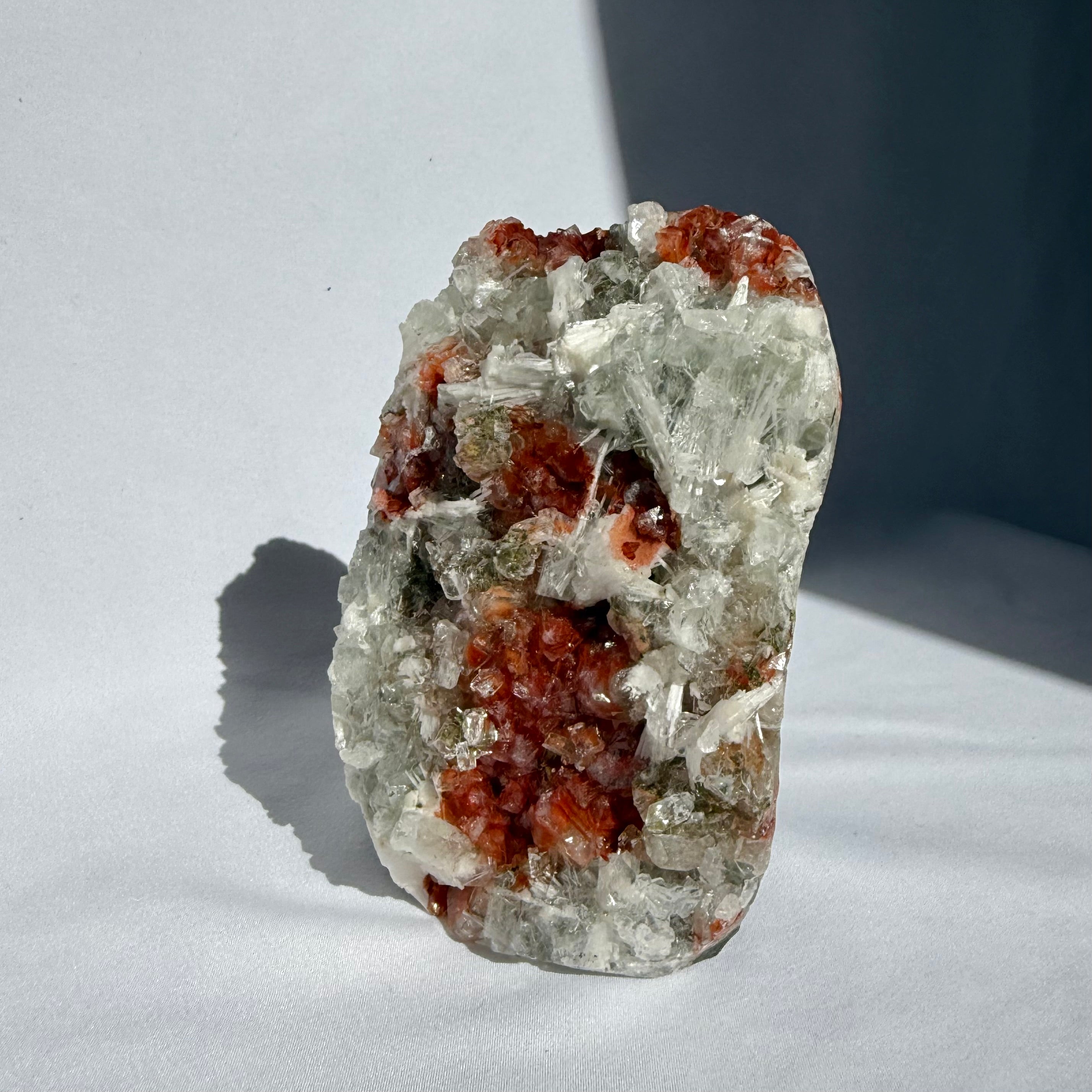 Scolecite On Red Apophyllite Freeform