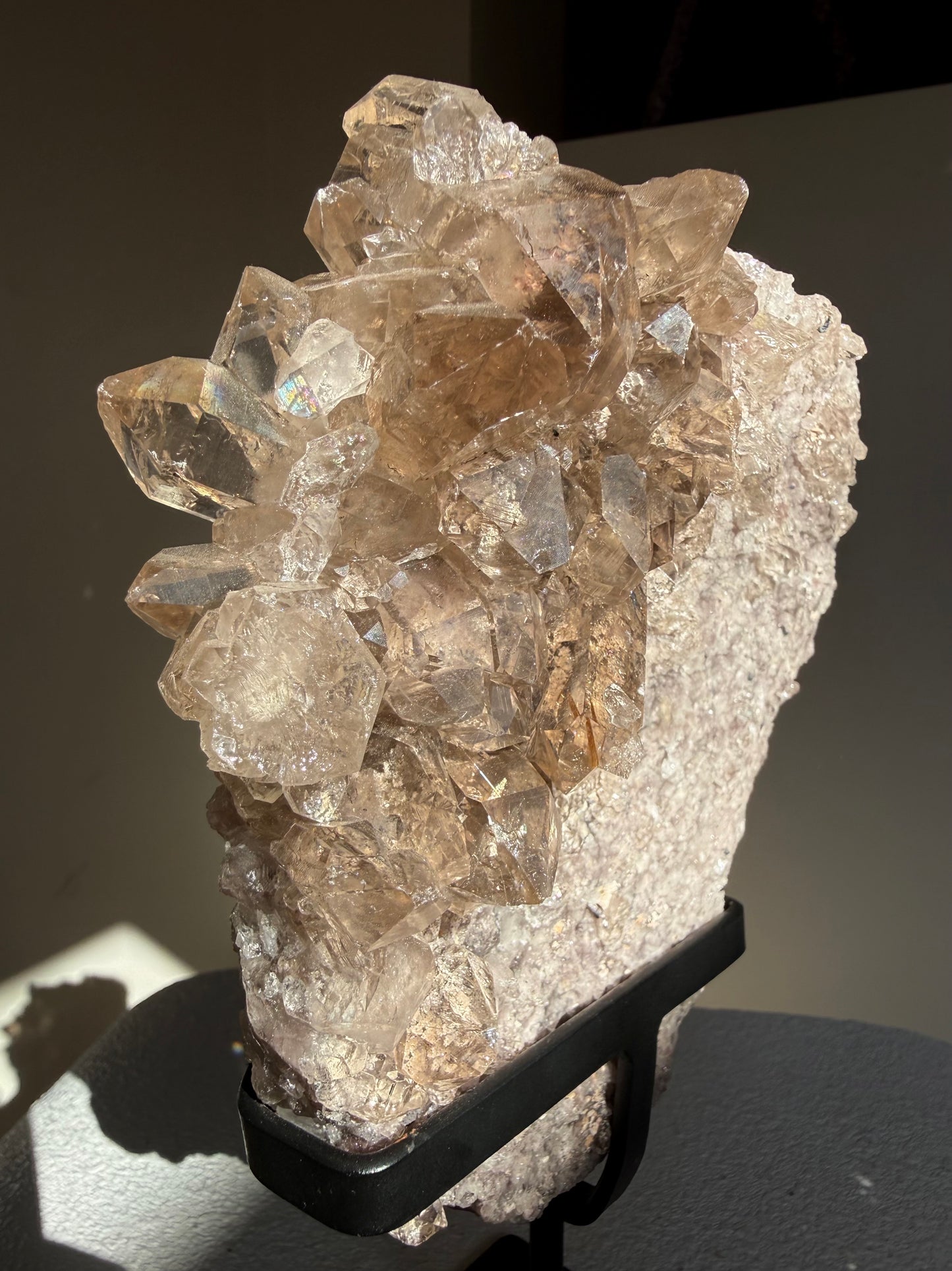Smoky Rutile Quartz Cluster On Stand