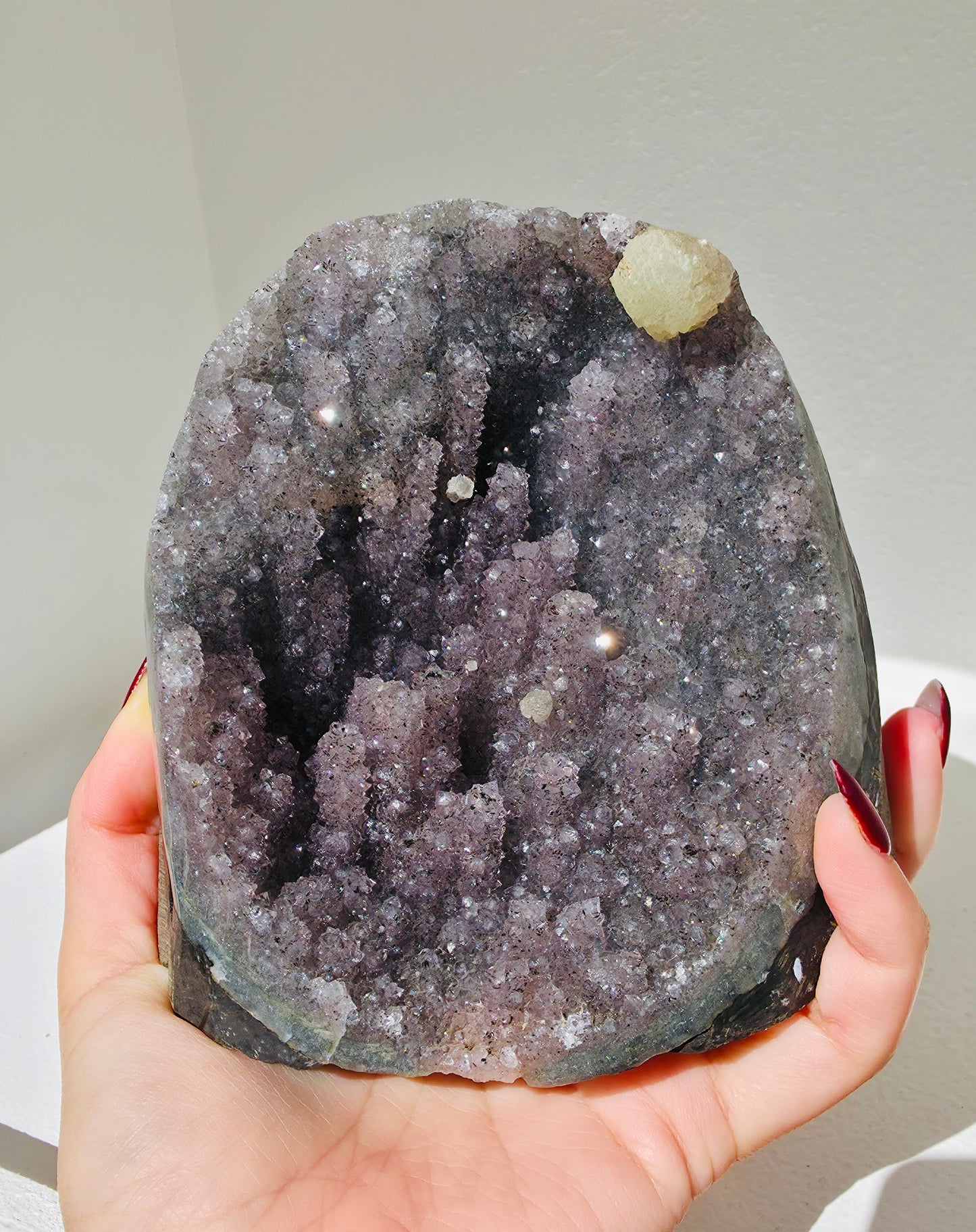 Amethyst / Calcite Stalactite Cut Base