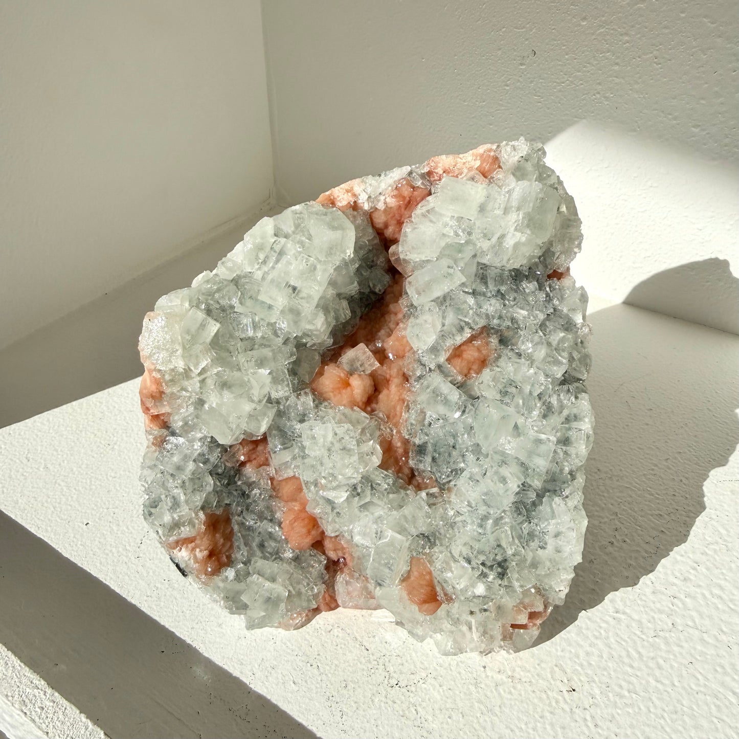 Stilbite On Stormy Apophyllite Freeform Cluster