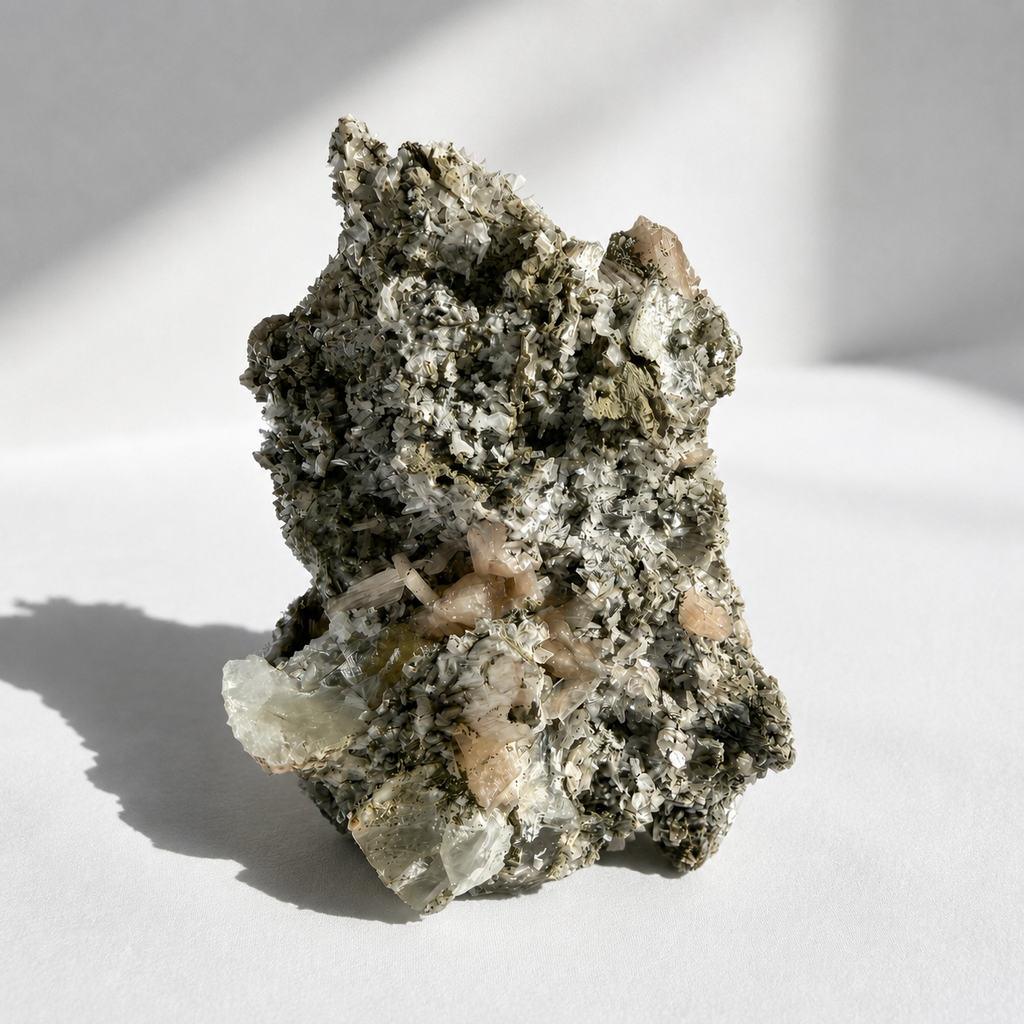 Micro Heulandite + Stilbite + Calcite On Matrix Freeform