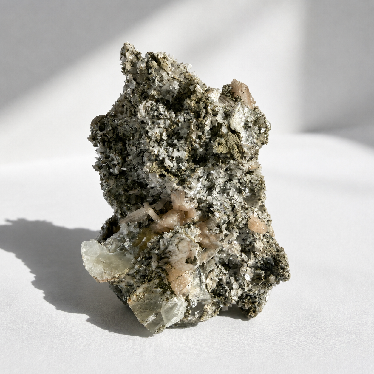 Micro Heulandite + Stilbite + Calcite On Matrix Freeform