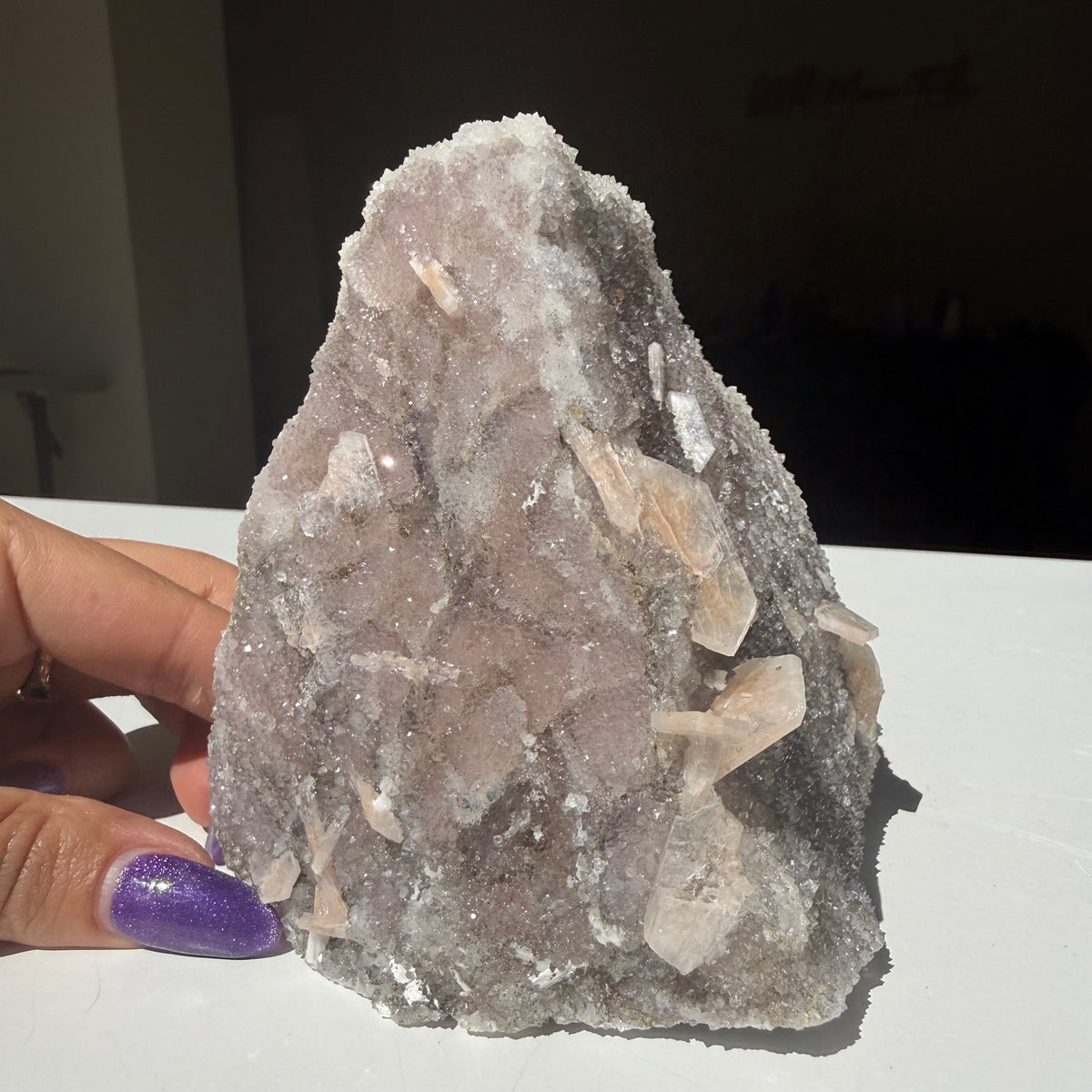 Heulandite On Blush Chalcedony Freeform