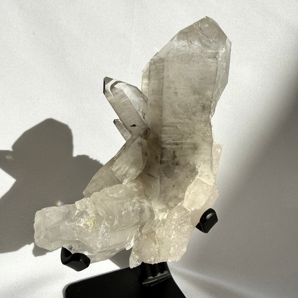 Black Lithium In Clear Quartz Cluster