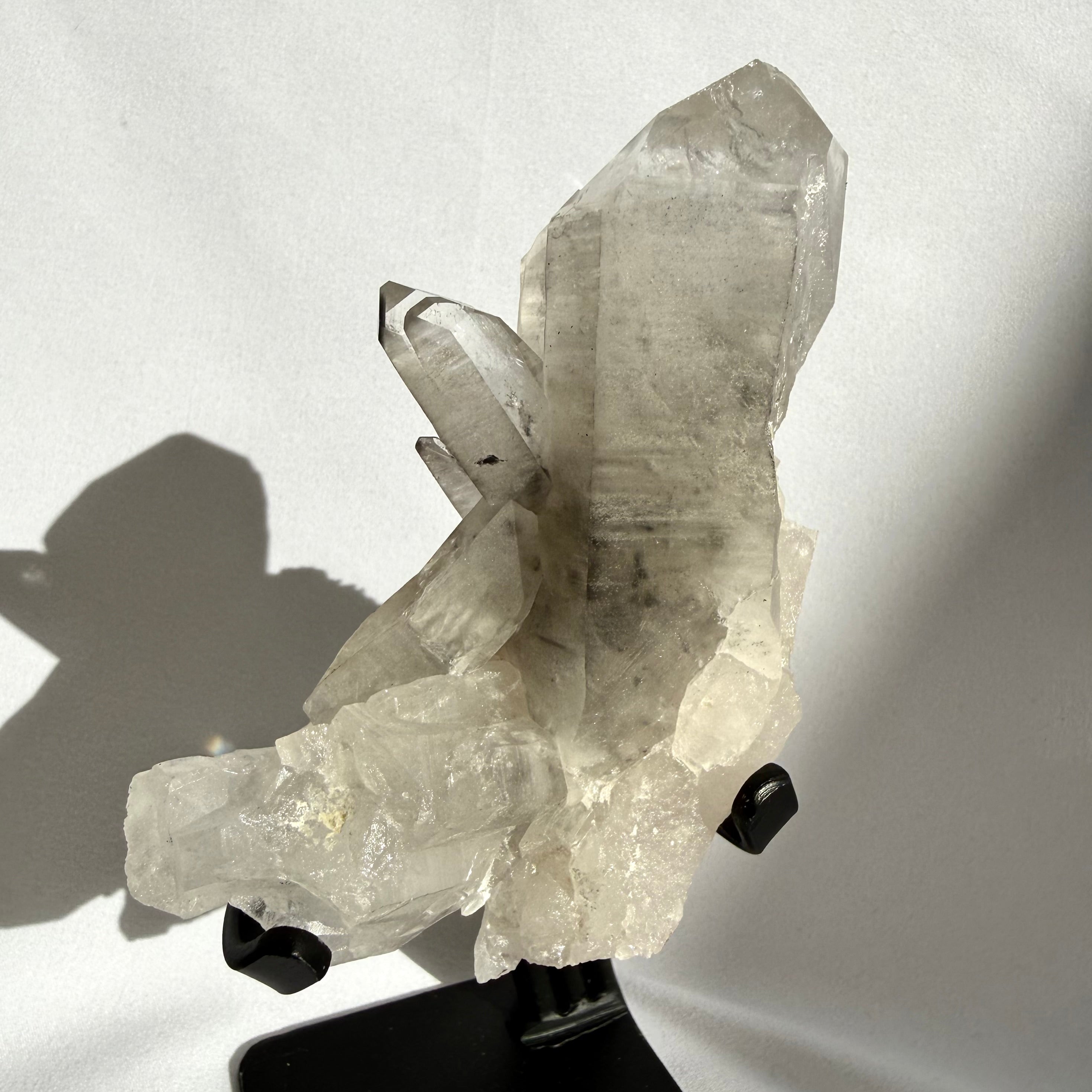 Black Lithium In Clear Quartz Cluster