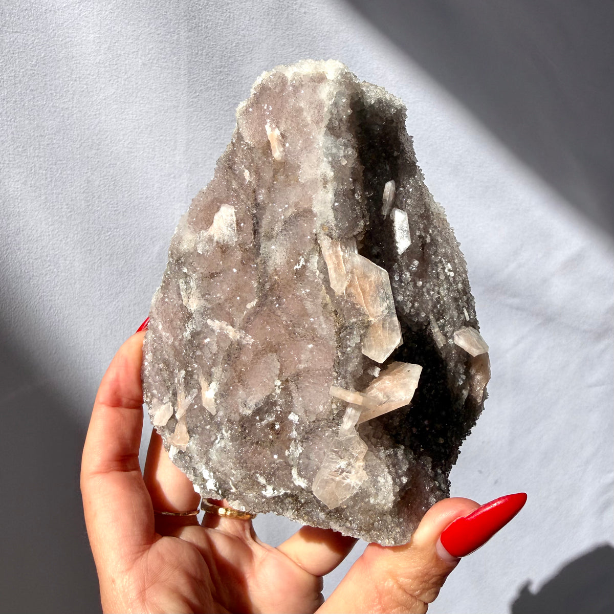 Heulandite On Blush Chalcedony Freeform