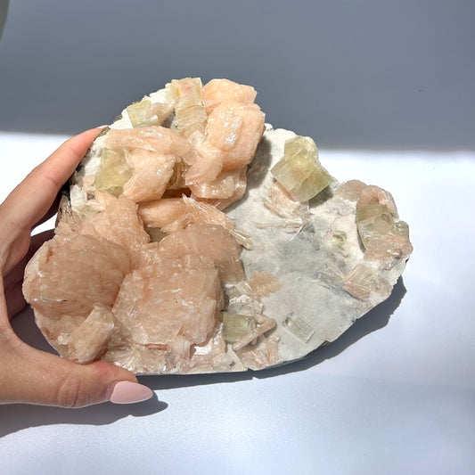 Stilbite On Apophyllite Cluster