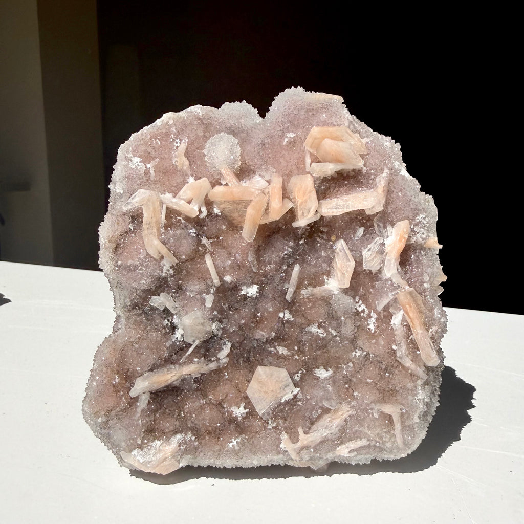 Heulandite On Blush Chalcedony Freeform