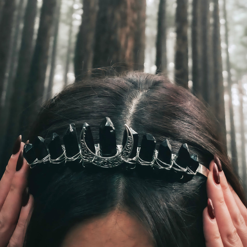 Black Obsidian Crown Headband
