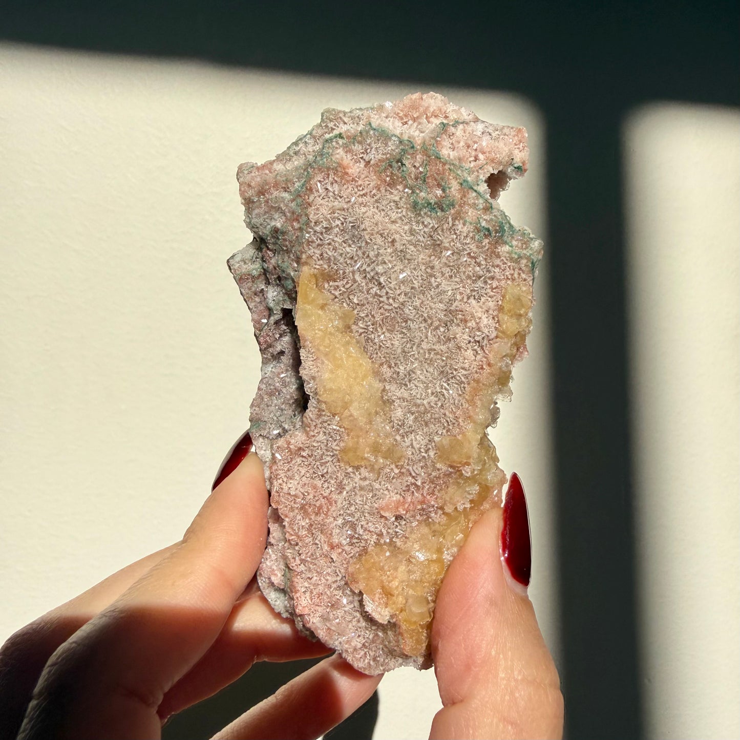 Calcite on Pink Micro Heulandite Cluster