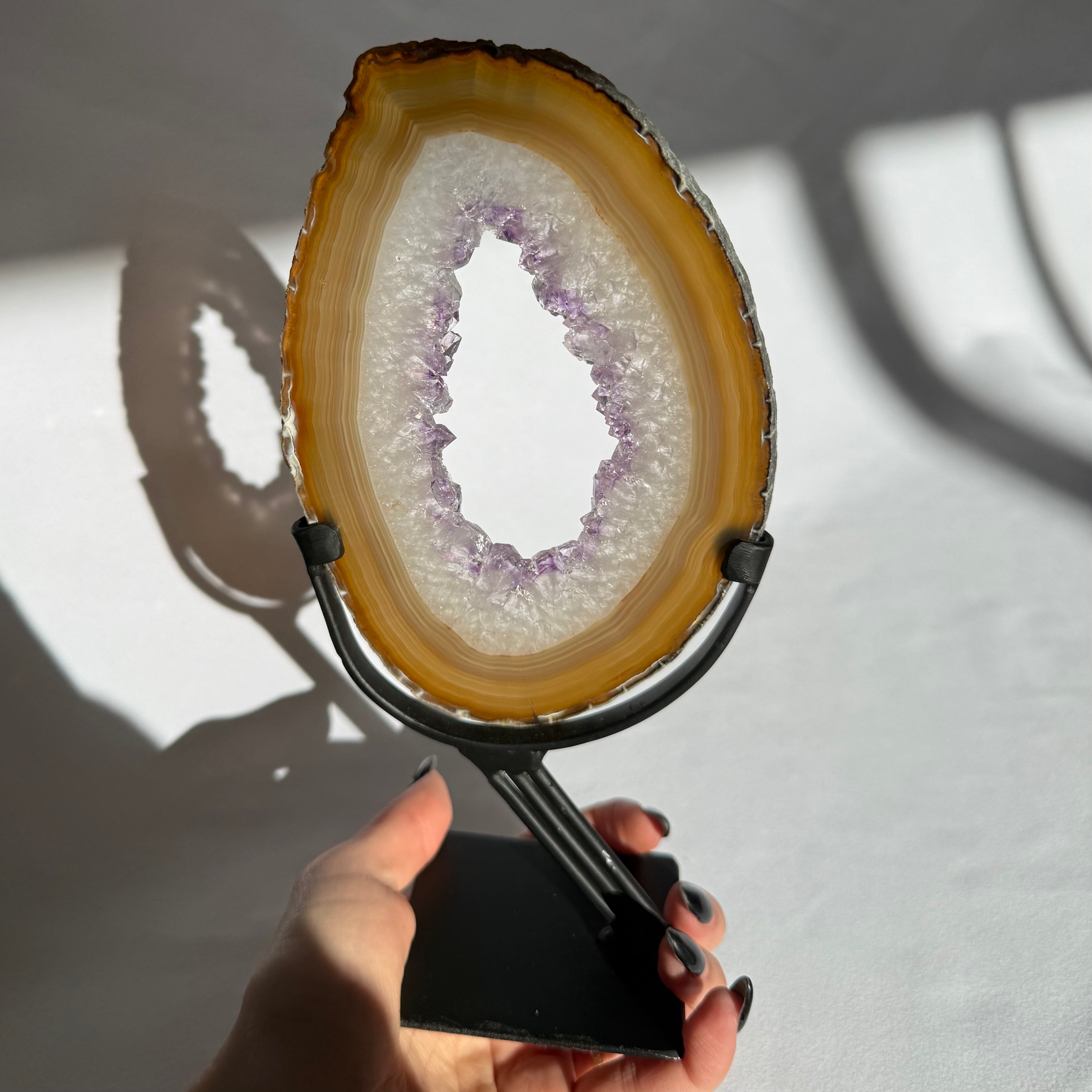 Agate Amethyst Slice On Stand