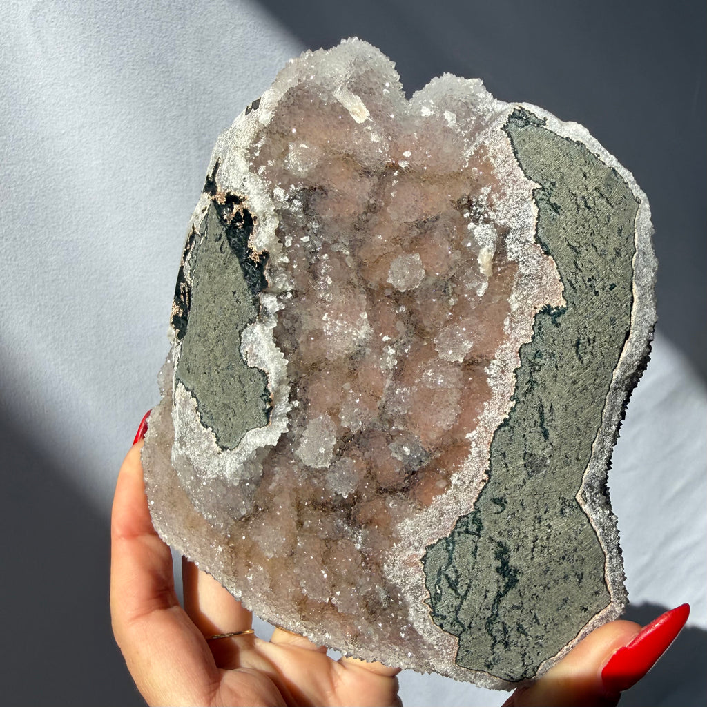 Heulandite On Blush Chalcedony Freeform