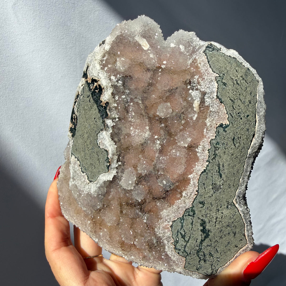 Heulandite On Blush Chalcedony Freeform