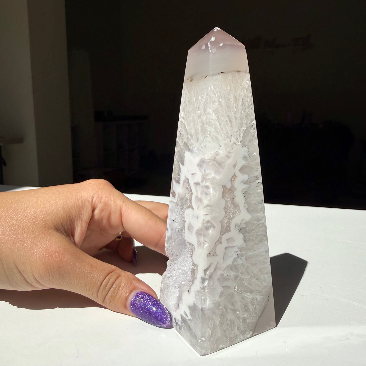 Agate Druzy Obelisk