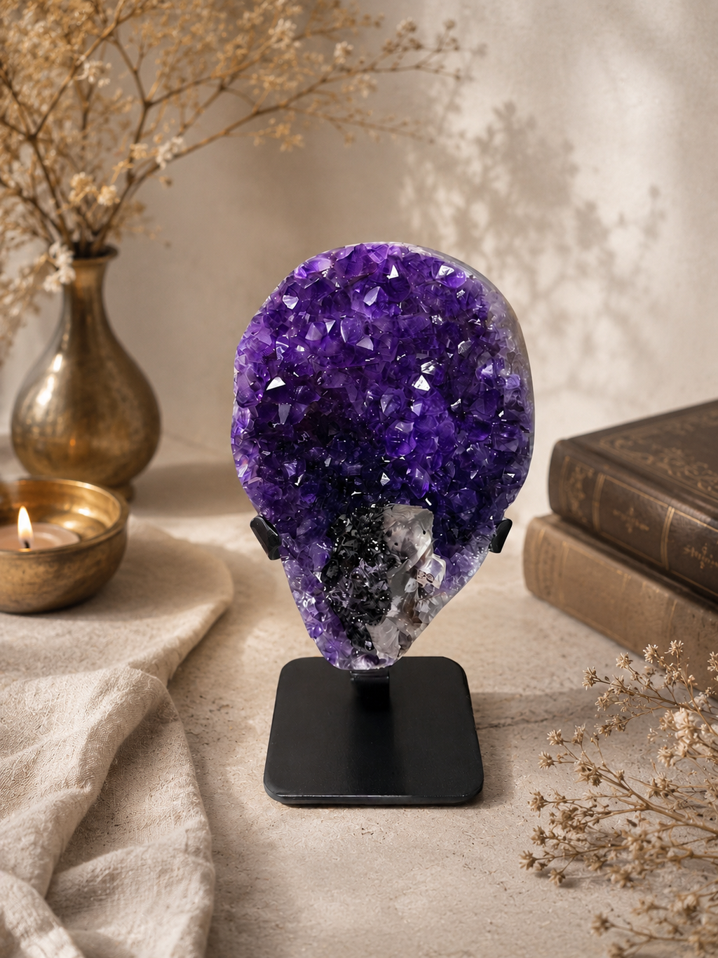 Calcite & Goethite On Uruguayan Amethyst