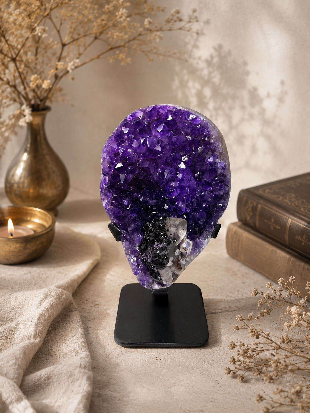Calcite & Goethite On Uruguayan Amethyst