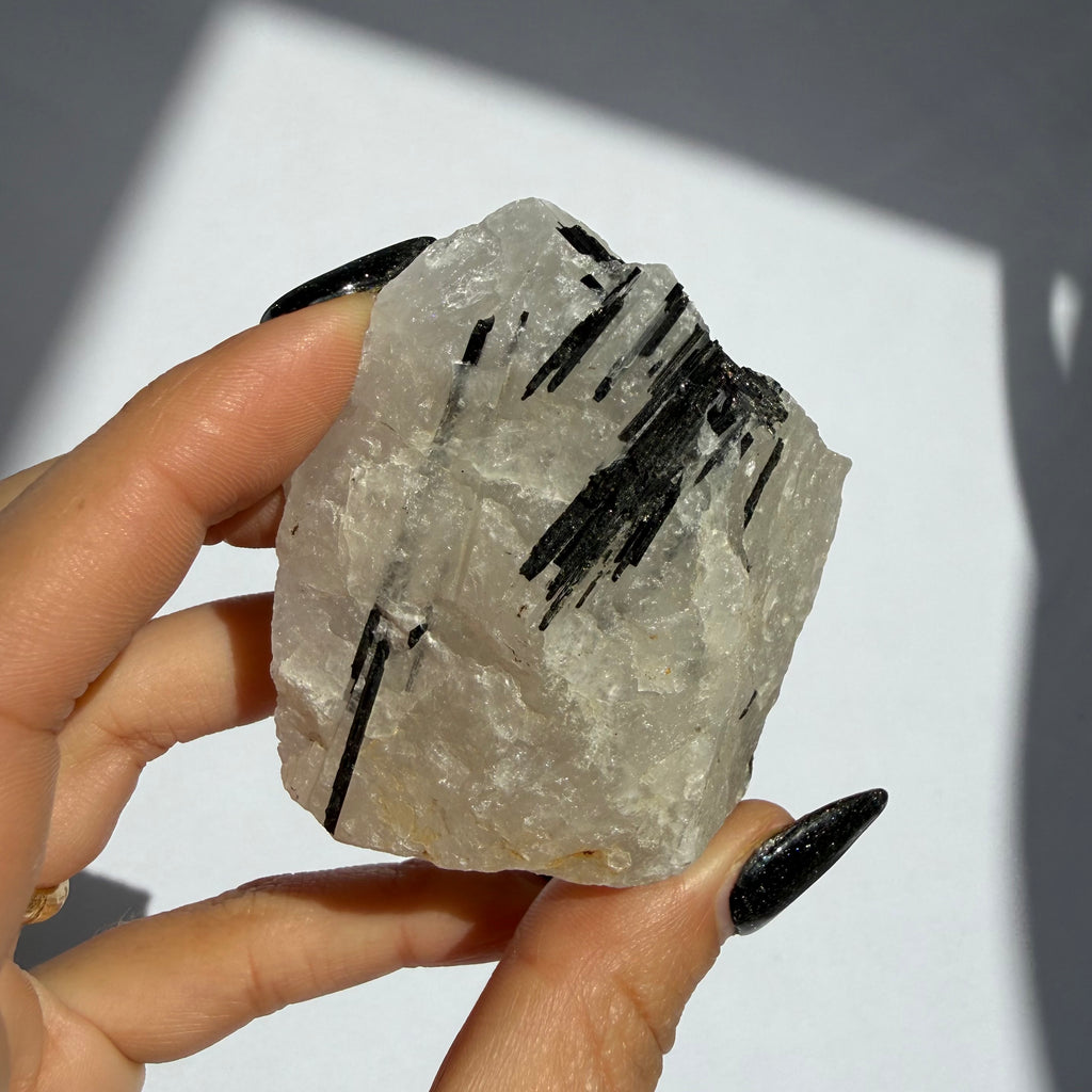Black Tourmaline In Quartz Rough