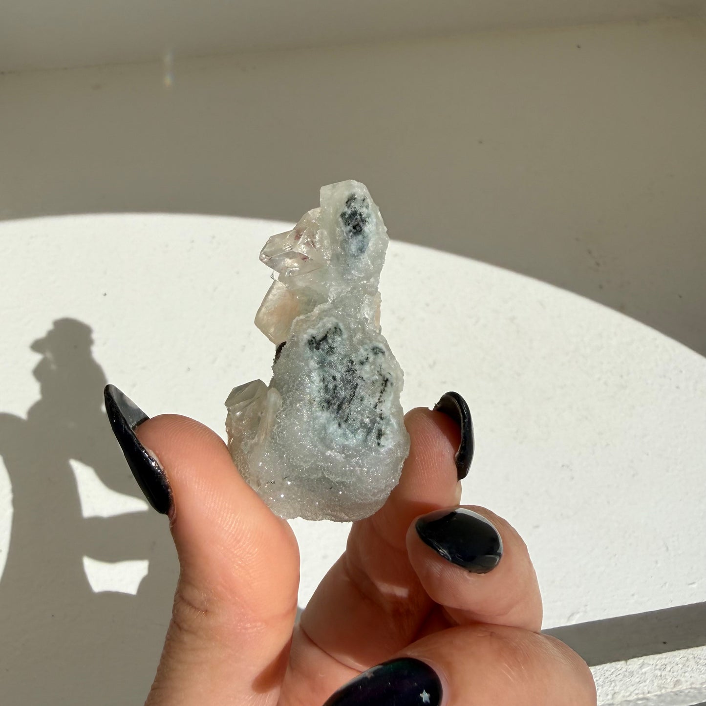 Apophyllite + Heulandite On White Chalcedony Cluster