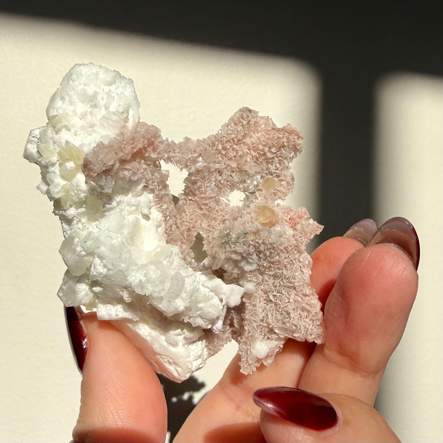 Mordenite & Calcite on Pink Micro Heulandite Cluster