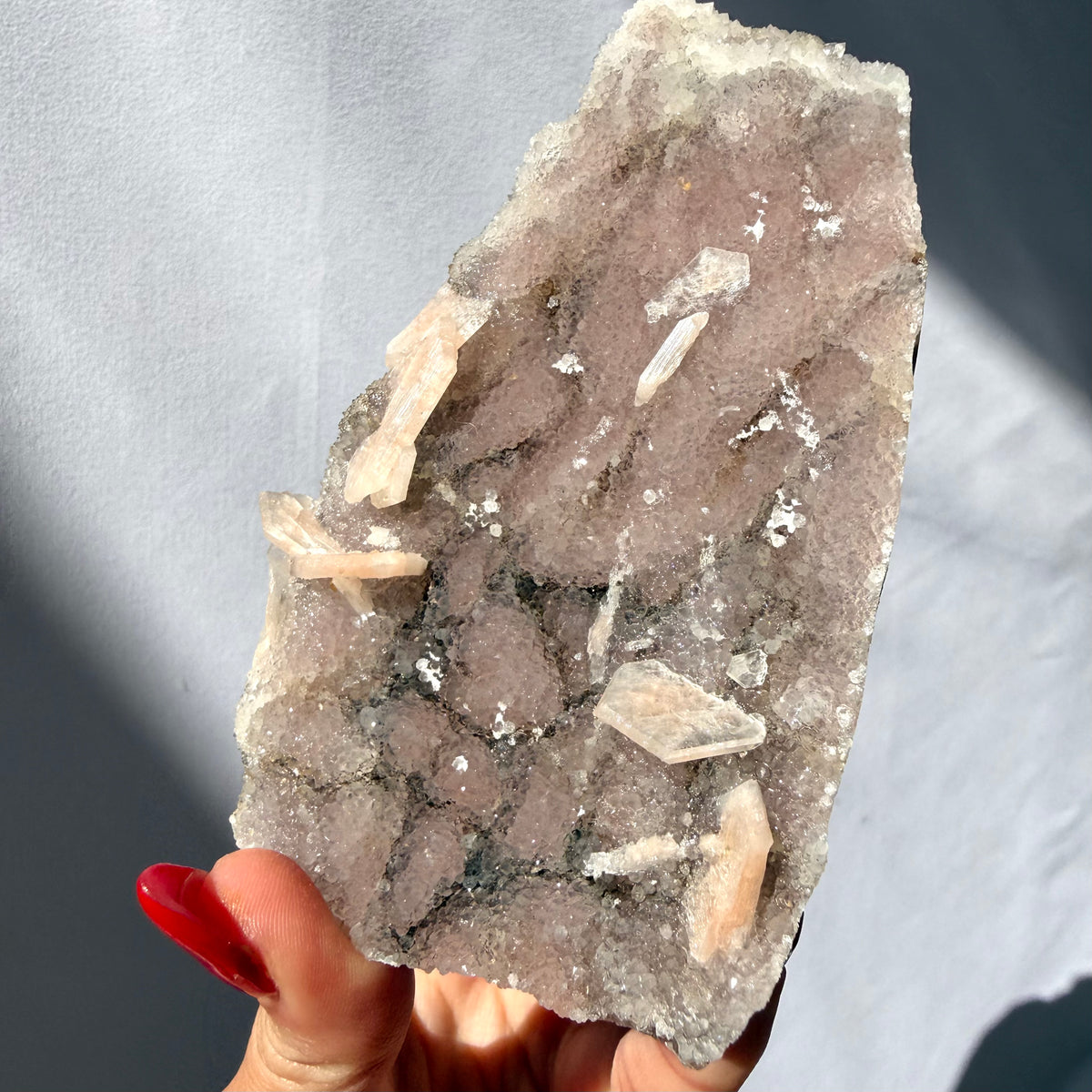 Heulandite On Blush Chalcedony Freeform