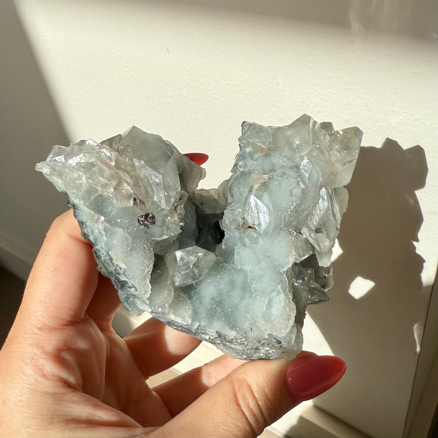 Diamond Apophyllite + Heulandite On White Chalcedony Cluster