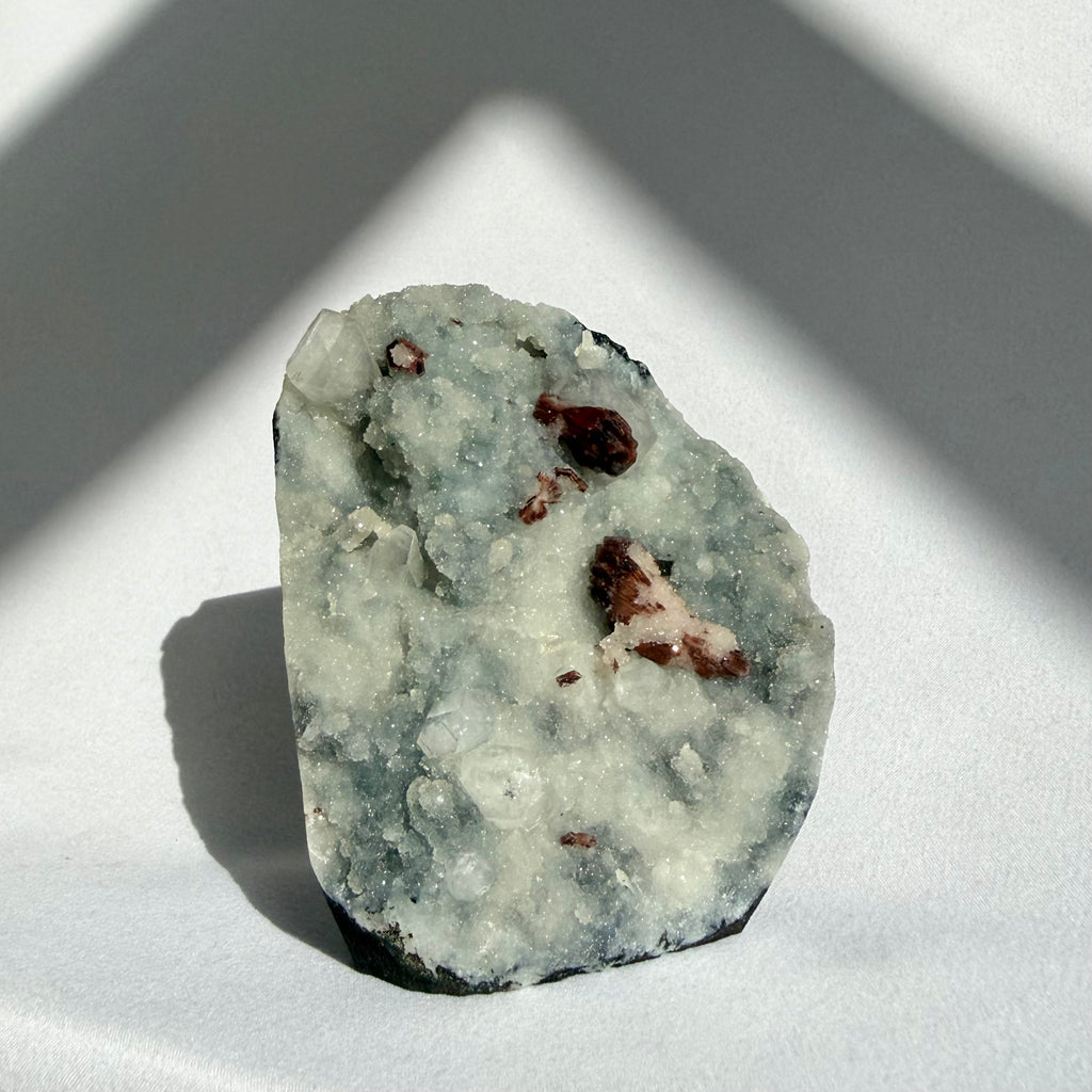 Heulandite & Apophyllite On Blue Chalcedony Freeform