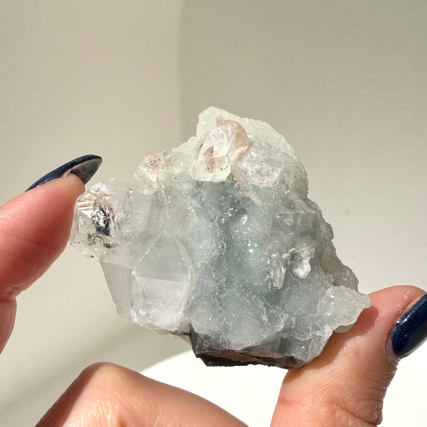Diamond Apophyllite + Heulandite On White Chalcedony Cluster
