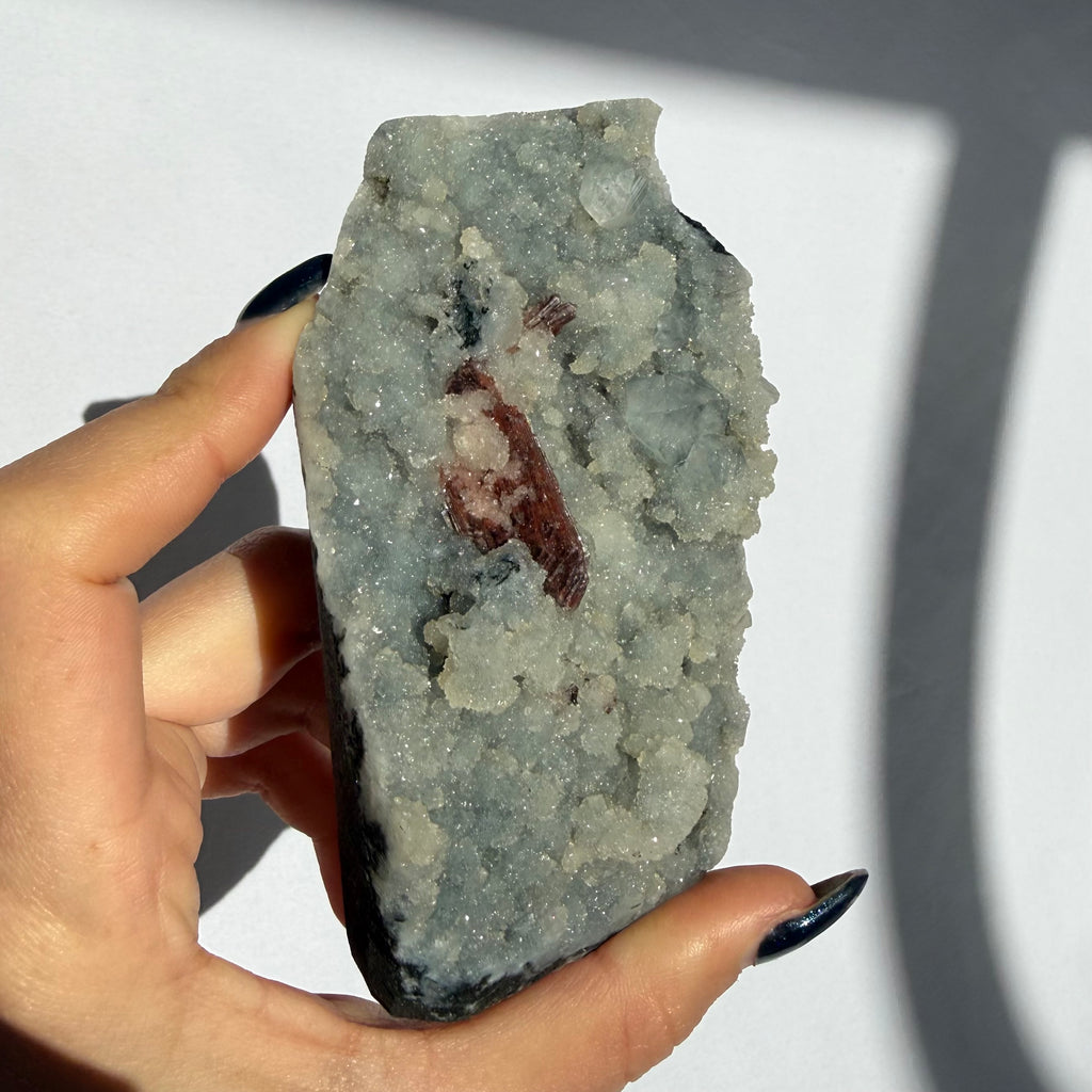 Heulandite & Apophyllite On Blue Chalcedony Freeform
