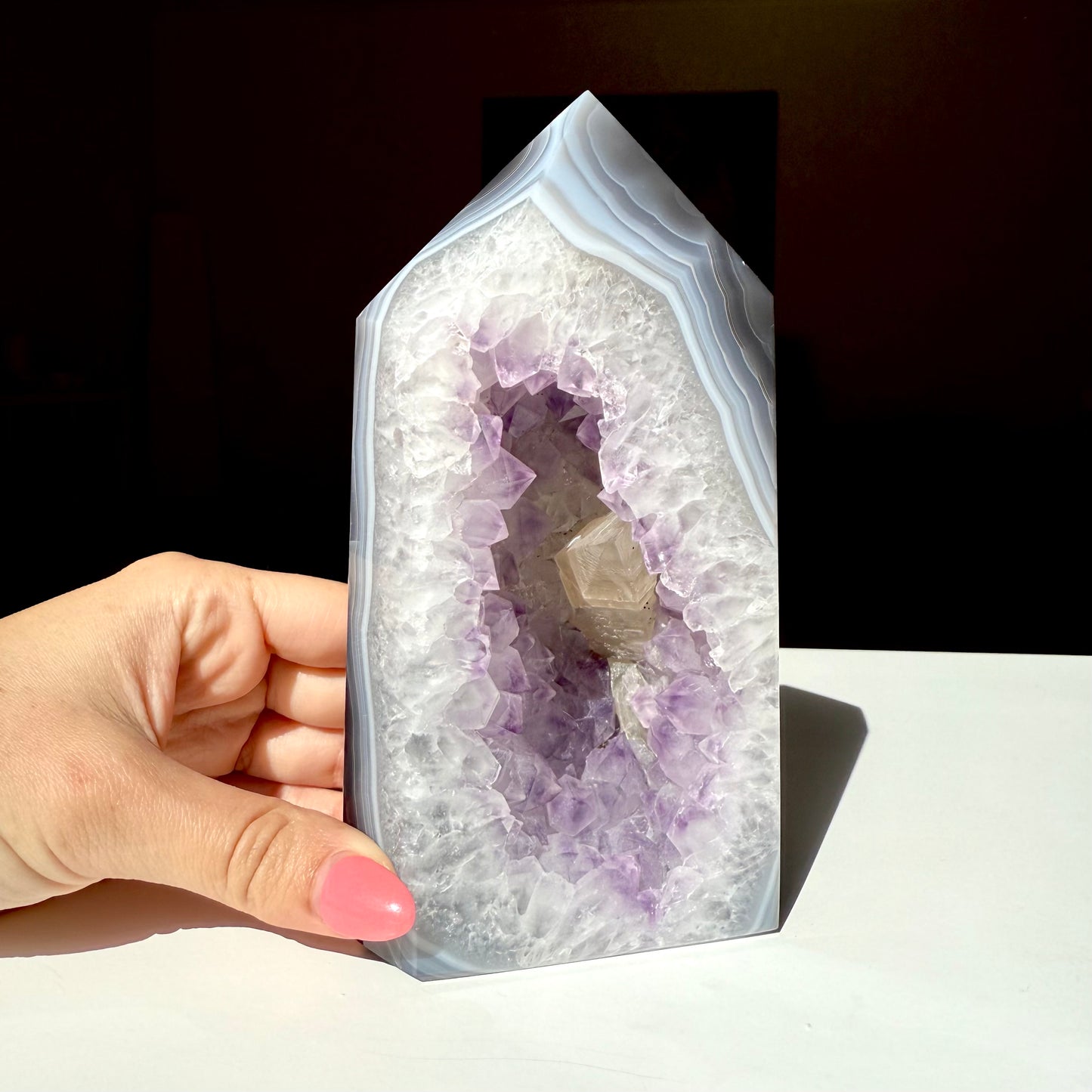 Amethyst, Calcite, Agate Point